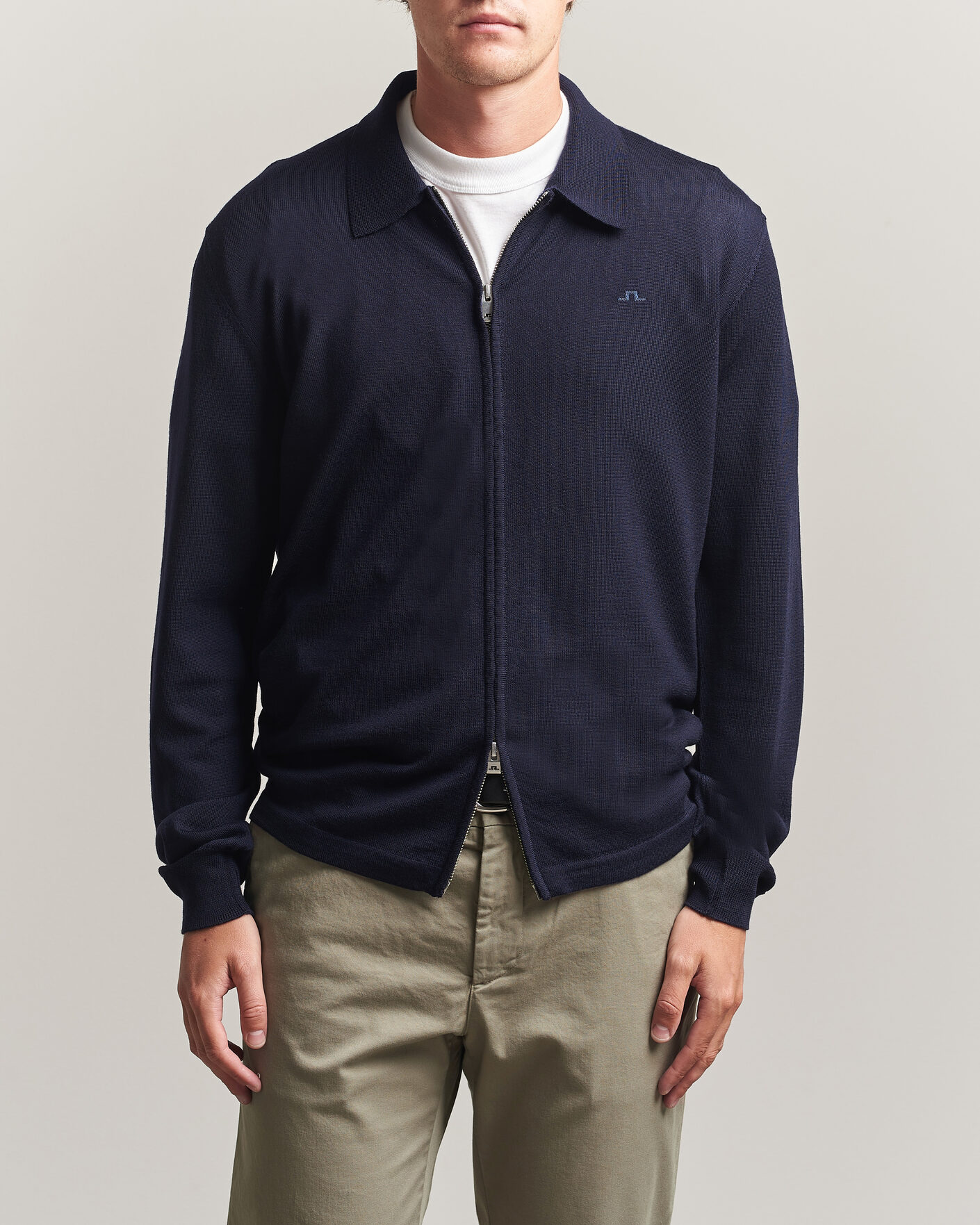 Herre | Trøjer | J.Lindeberg | Kaleb Merino Full Zip JL Navy