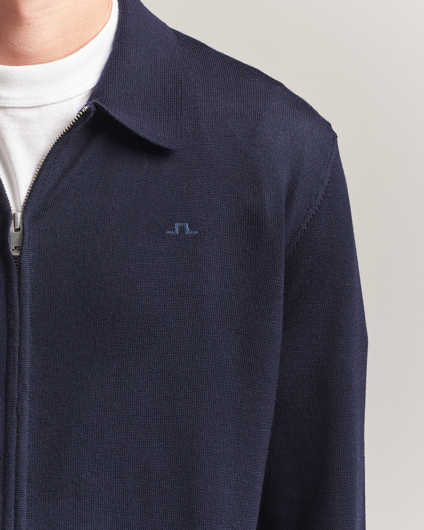Herre | Trøjer | J.Lindeberg | Kaleb Merino Full Zip JL Navy