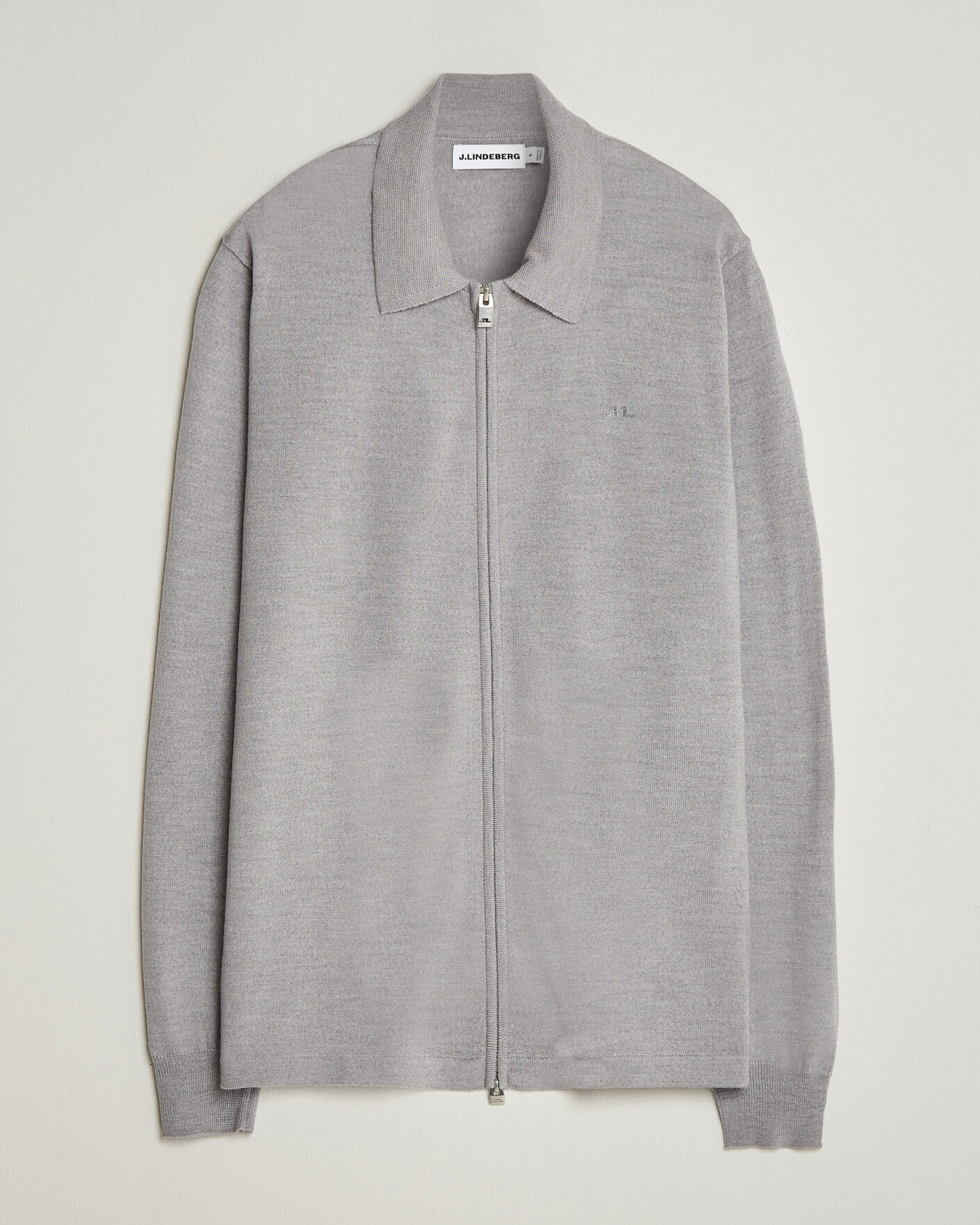 Herre | Trøjer | J.Lindeberg | Kaleb Merino Full Zip Light Grey Melange