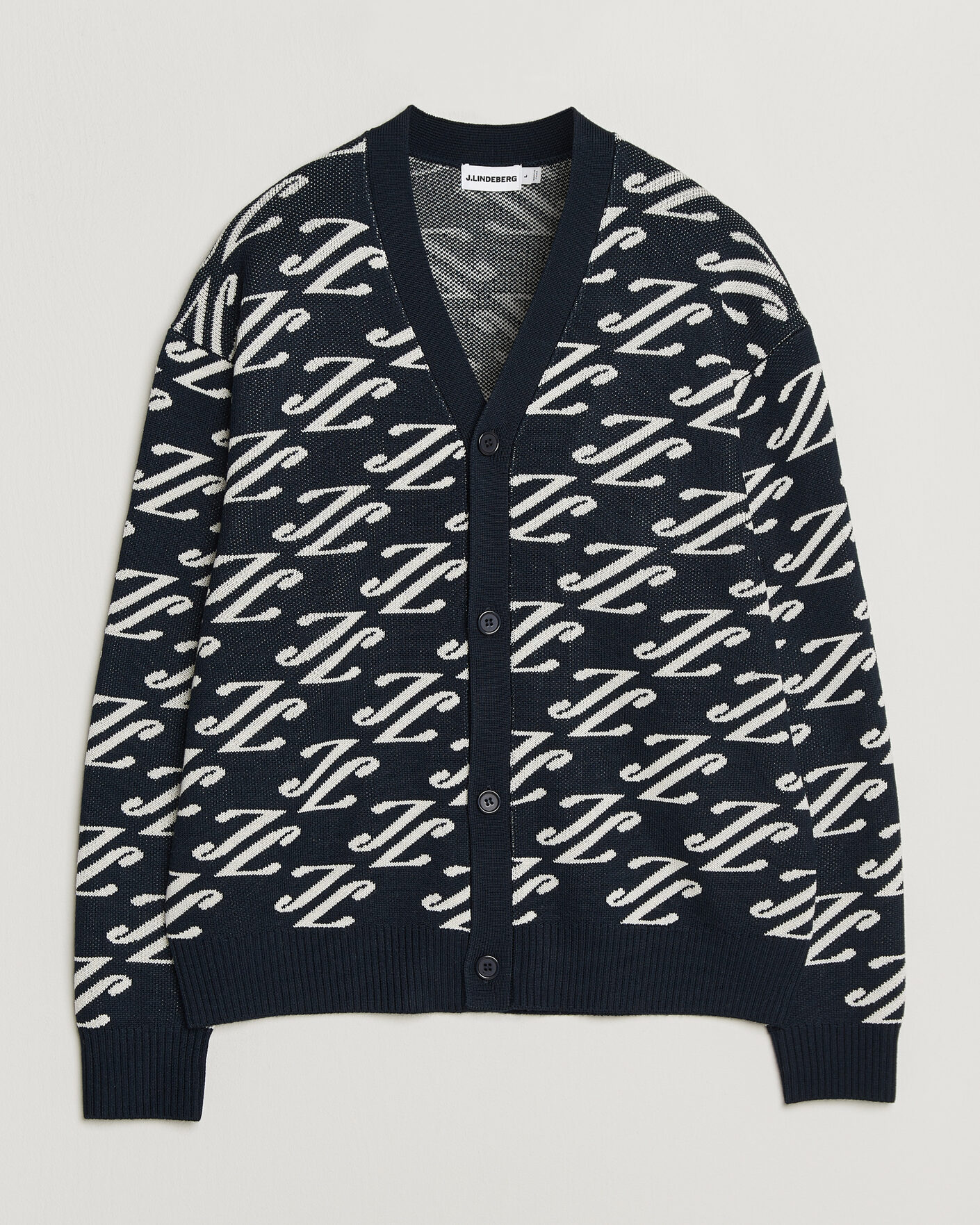 Herre | Trøjer | J.Lindeberg | Denny Jacquard Cardigan JL Navy
