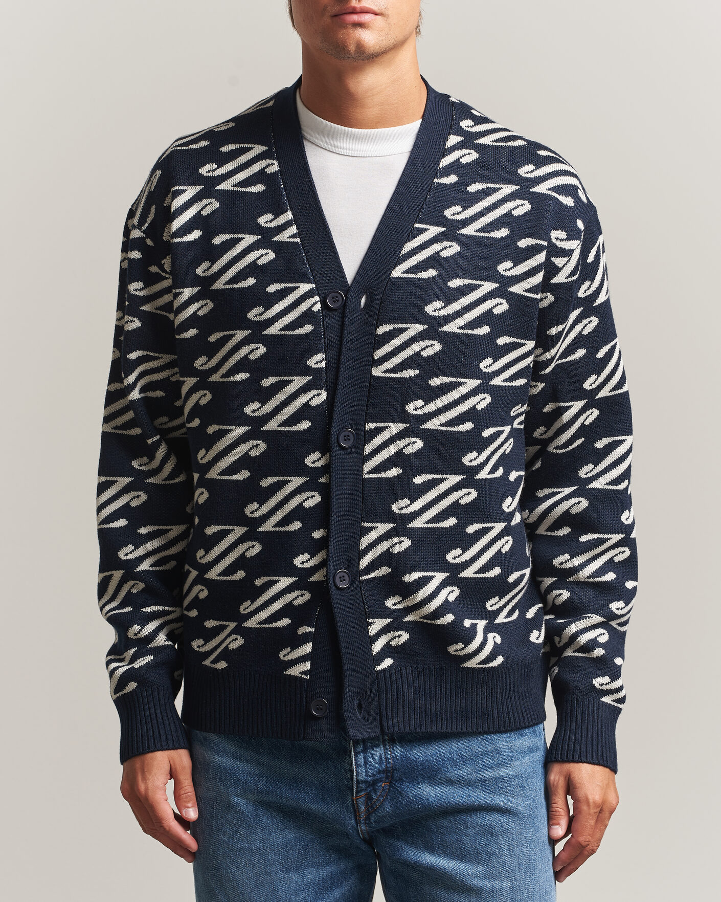 Herre | Trøjer | J.Lindeberg | Denny Jacquard Cardigan JL Navy