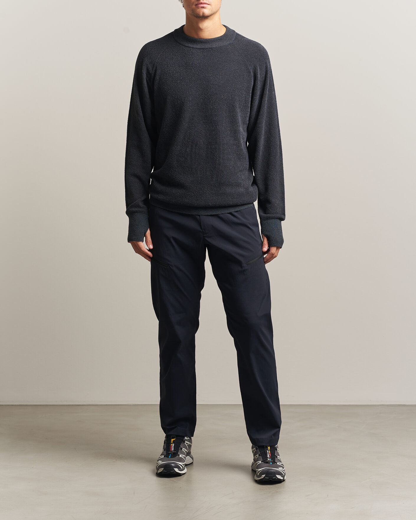 Herre | Trøjer | Goldwin | Mesh Pile Crew Neck Wolf Gray