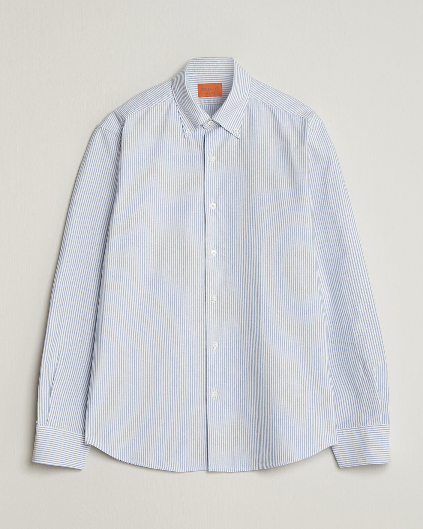 Herre | Skjorter | Grigio | Oxford Button Down Shirt Light Blue Stripe