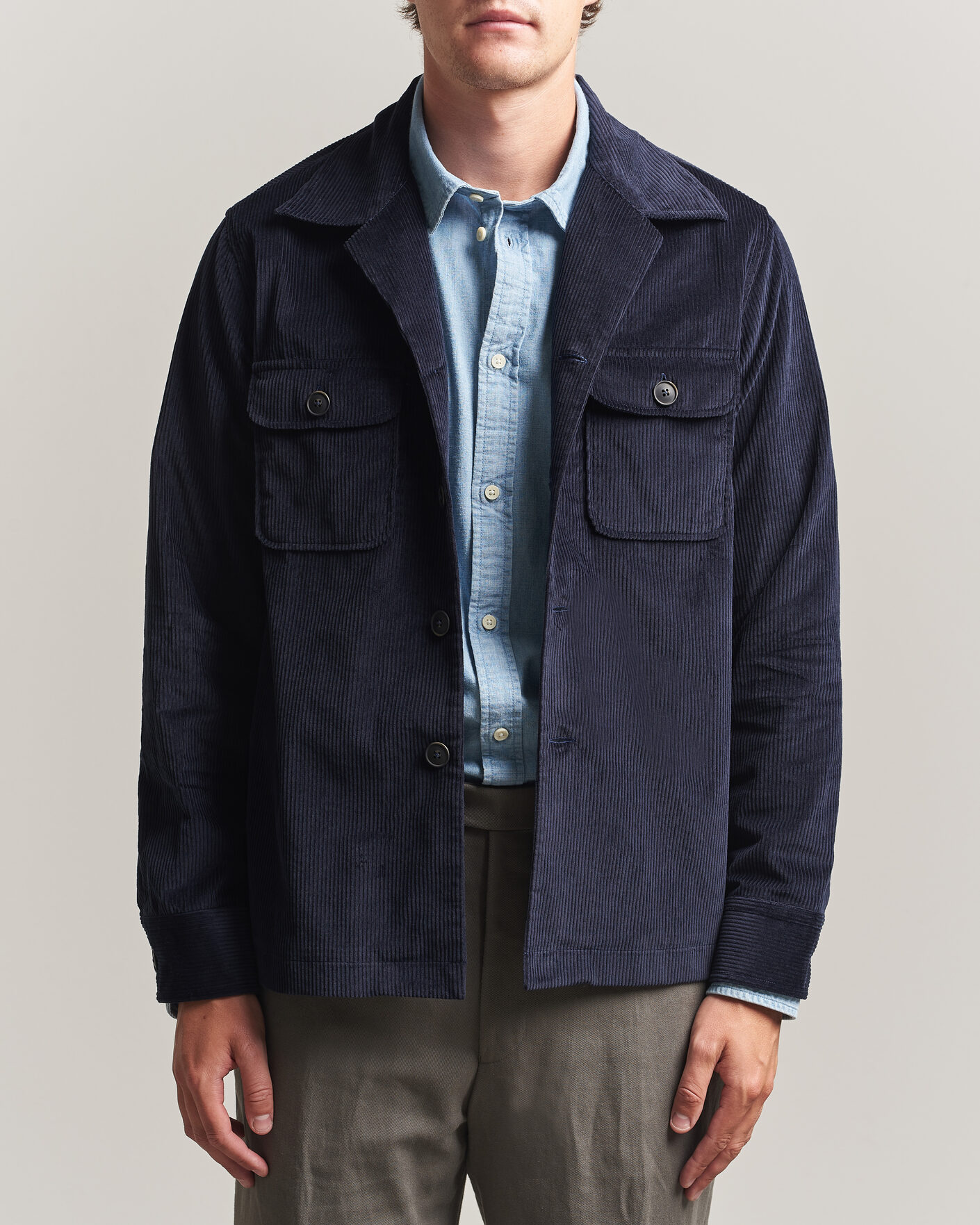 Herre | Skjorter | Grigio | Corduroy Overshirt Navy