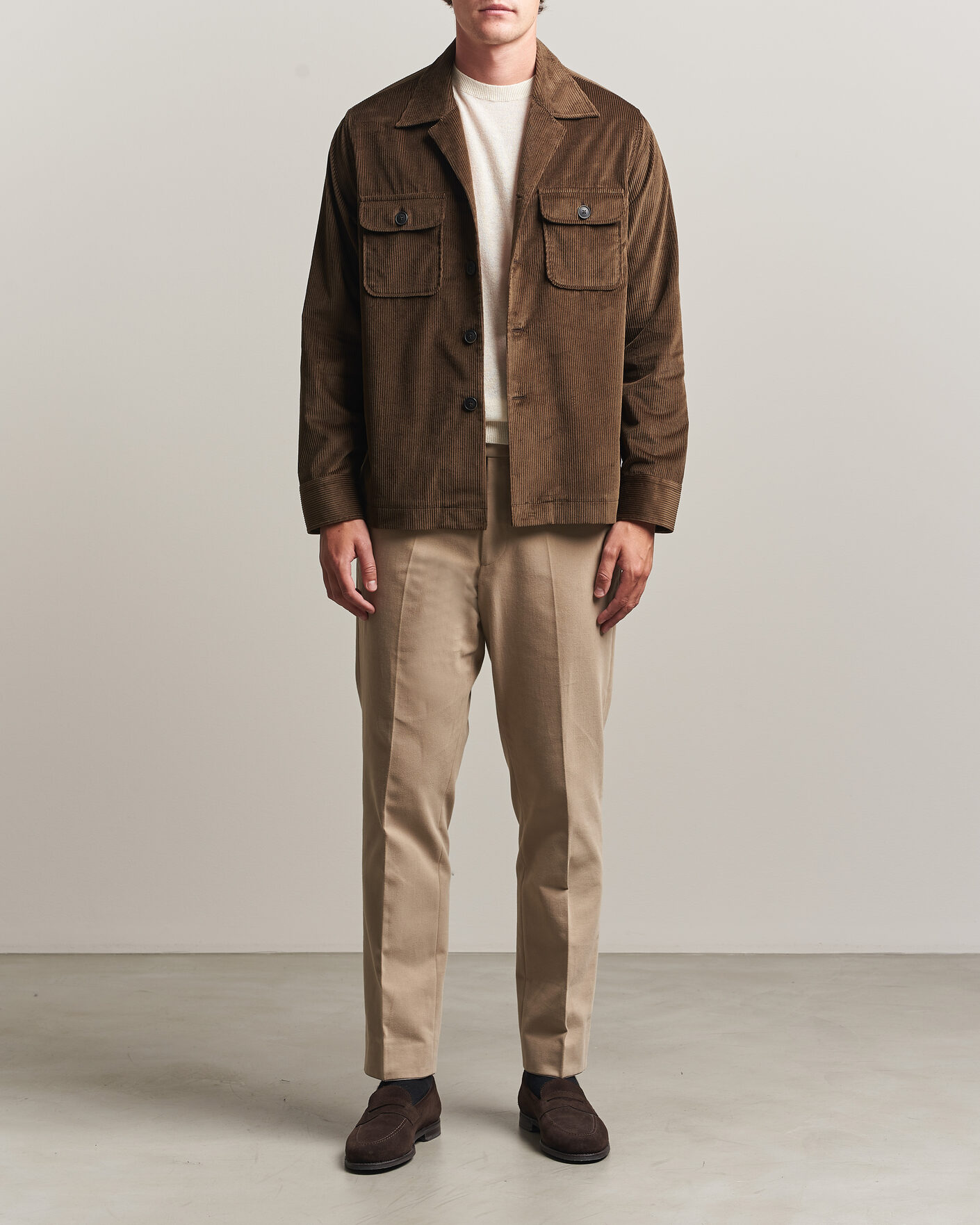 Herre | Skjorter | Grigio | Corduroy Overshirt Dark Brown