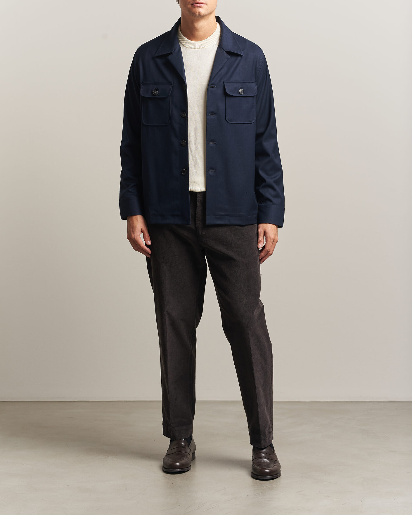 Herre | Skjorter | Grigio | Twill Overshirt Navy