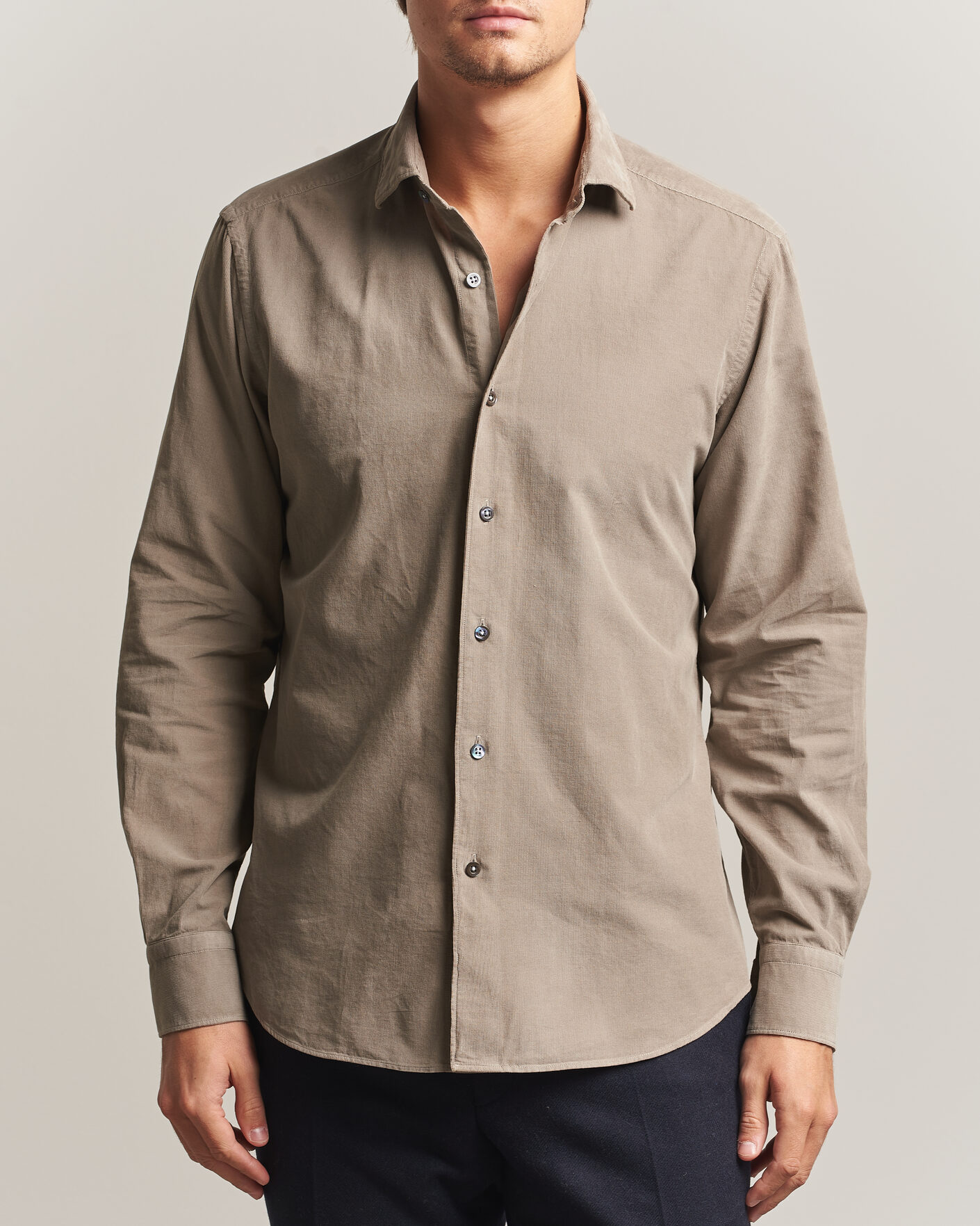 Herre | Skjorter | Grigio | Corduroy Shirt Beige