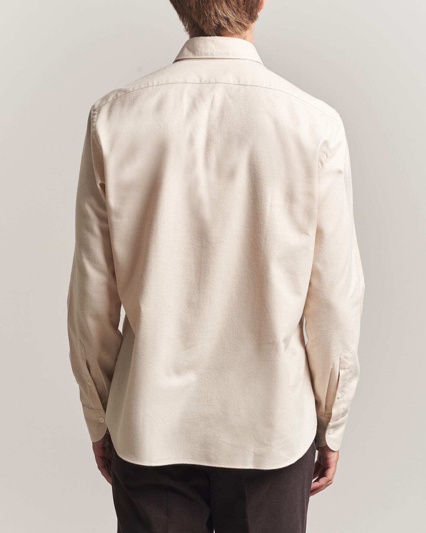 Herre | Skjorter | Grigio | Washed Flannel Shirt Off White
