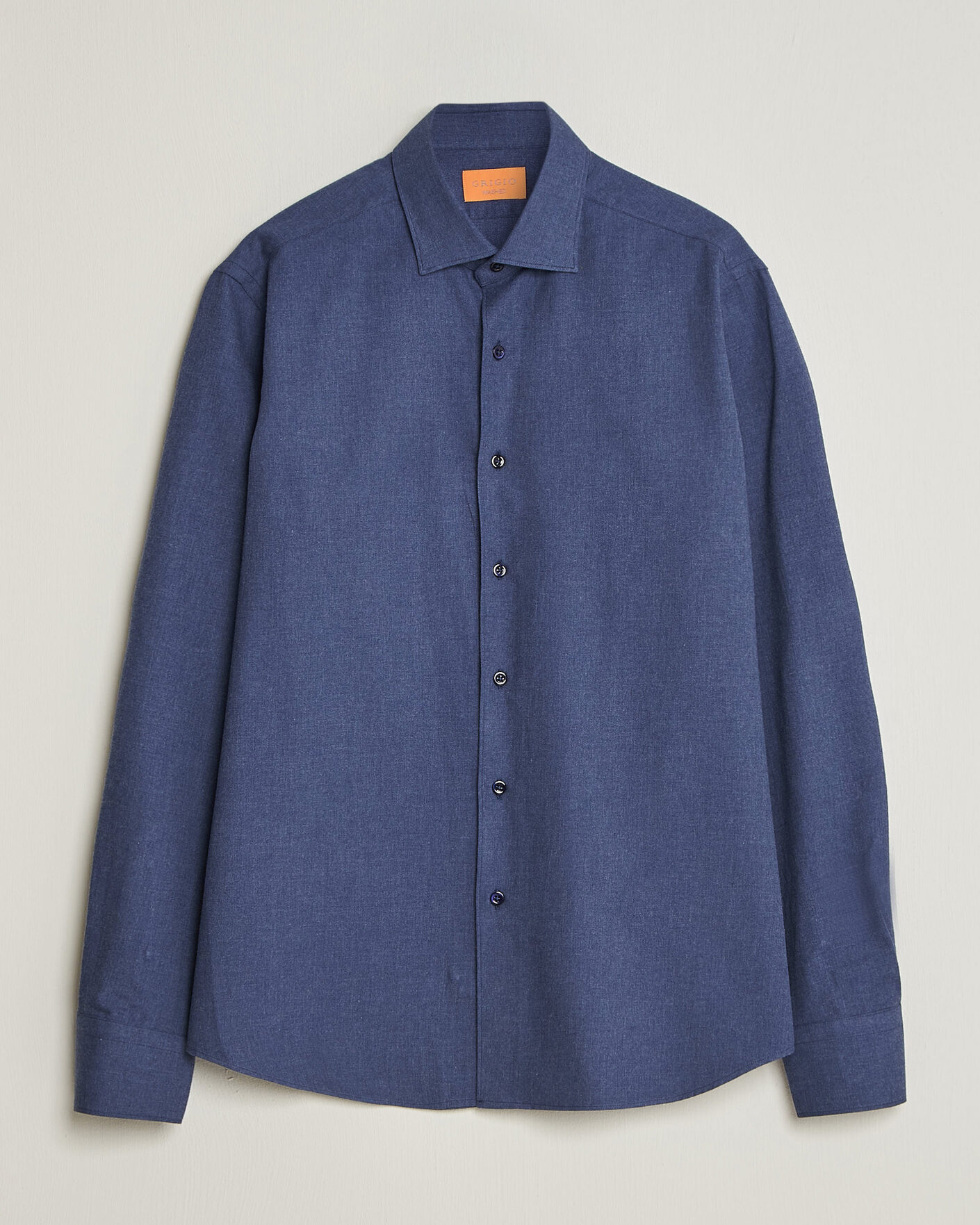 Herre | Skjorter | Grigio | Washed Flannel Shirt Navy