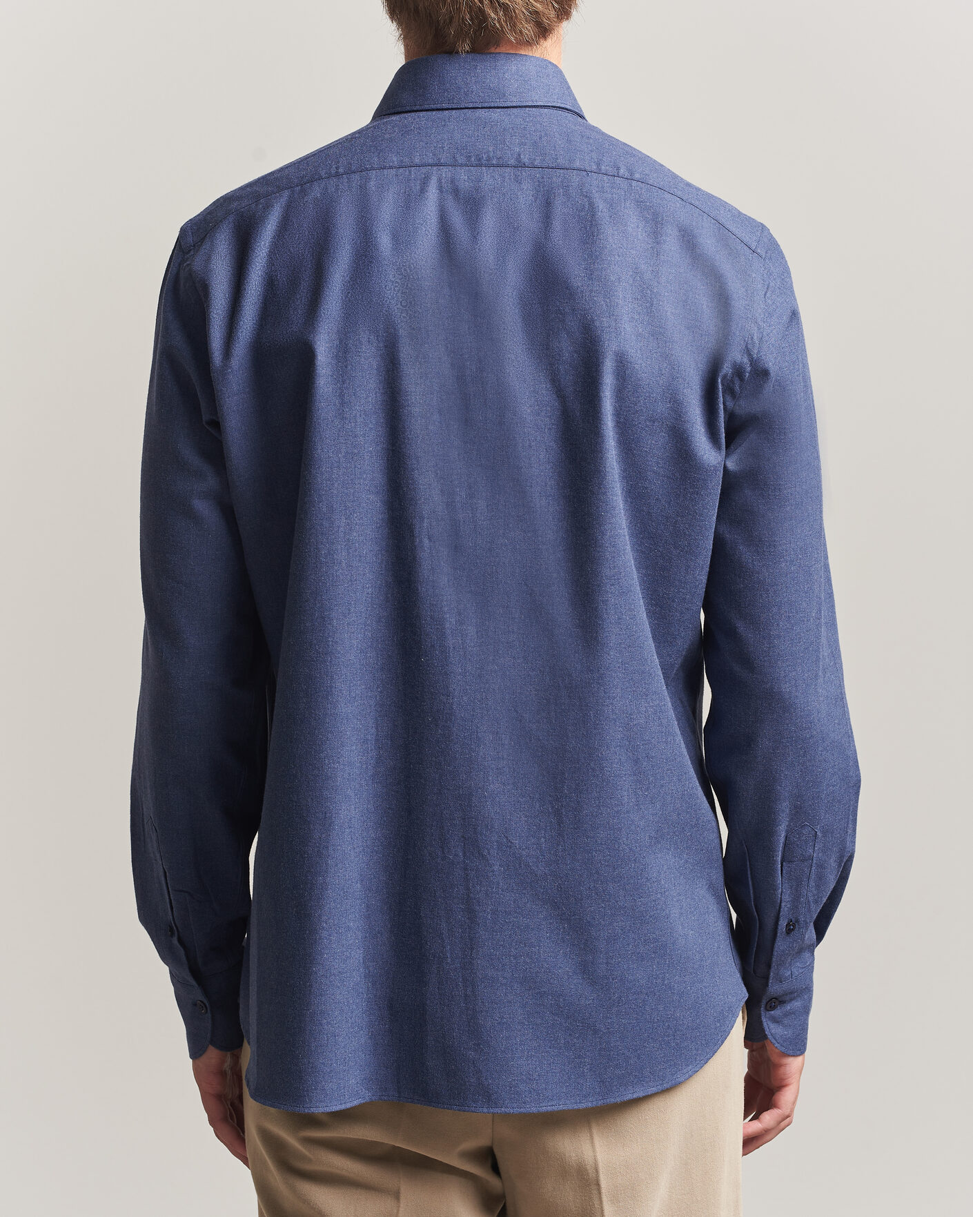 Herre | Skjorter | Grigio | Washed Flannel Shirt Navy