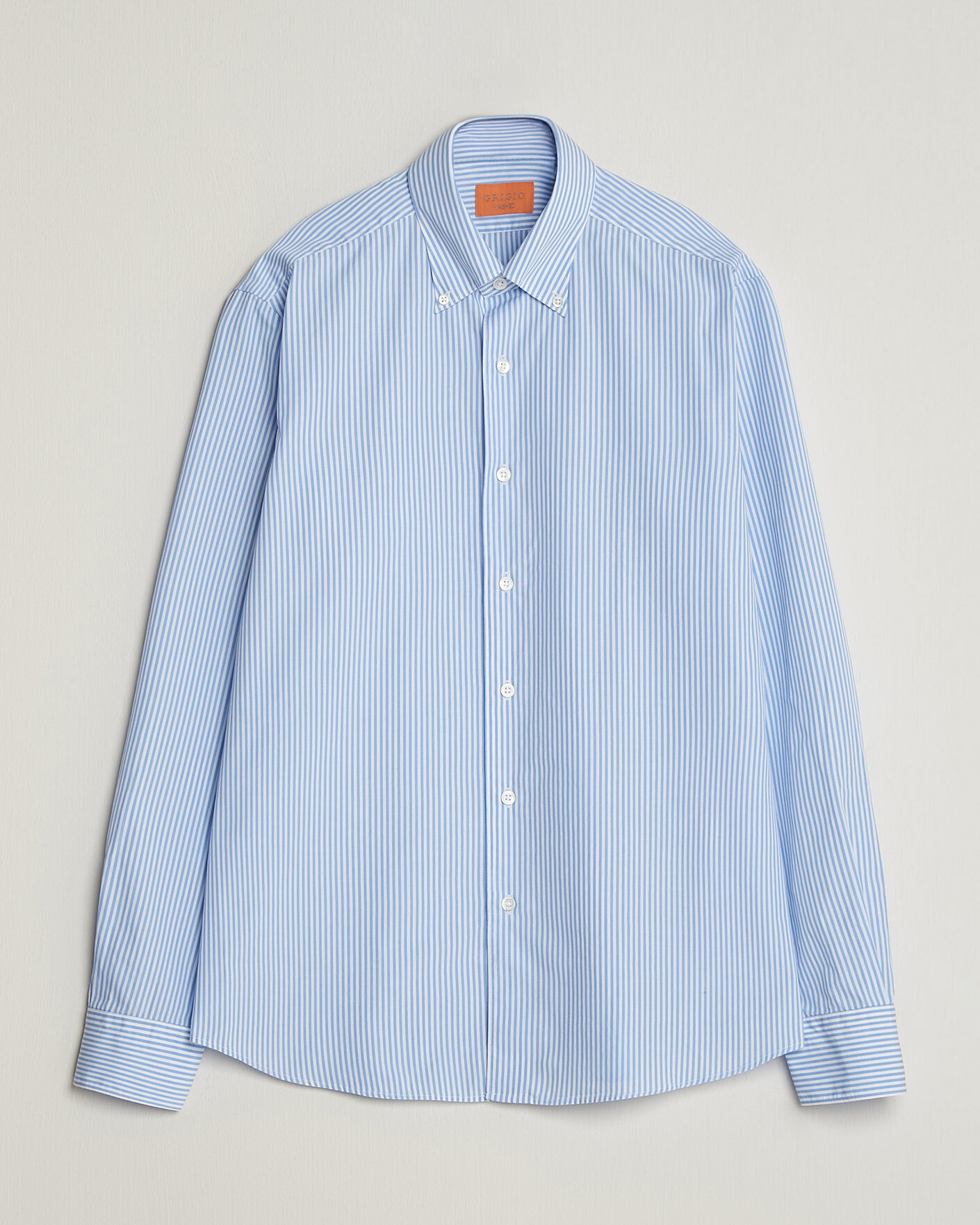 Herre | Skjorter | Grigio | Popeline Button Down Shirt Light Blue Stripe