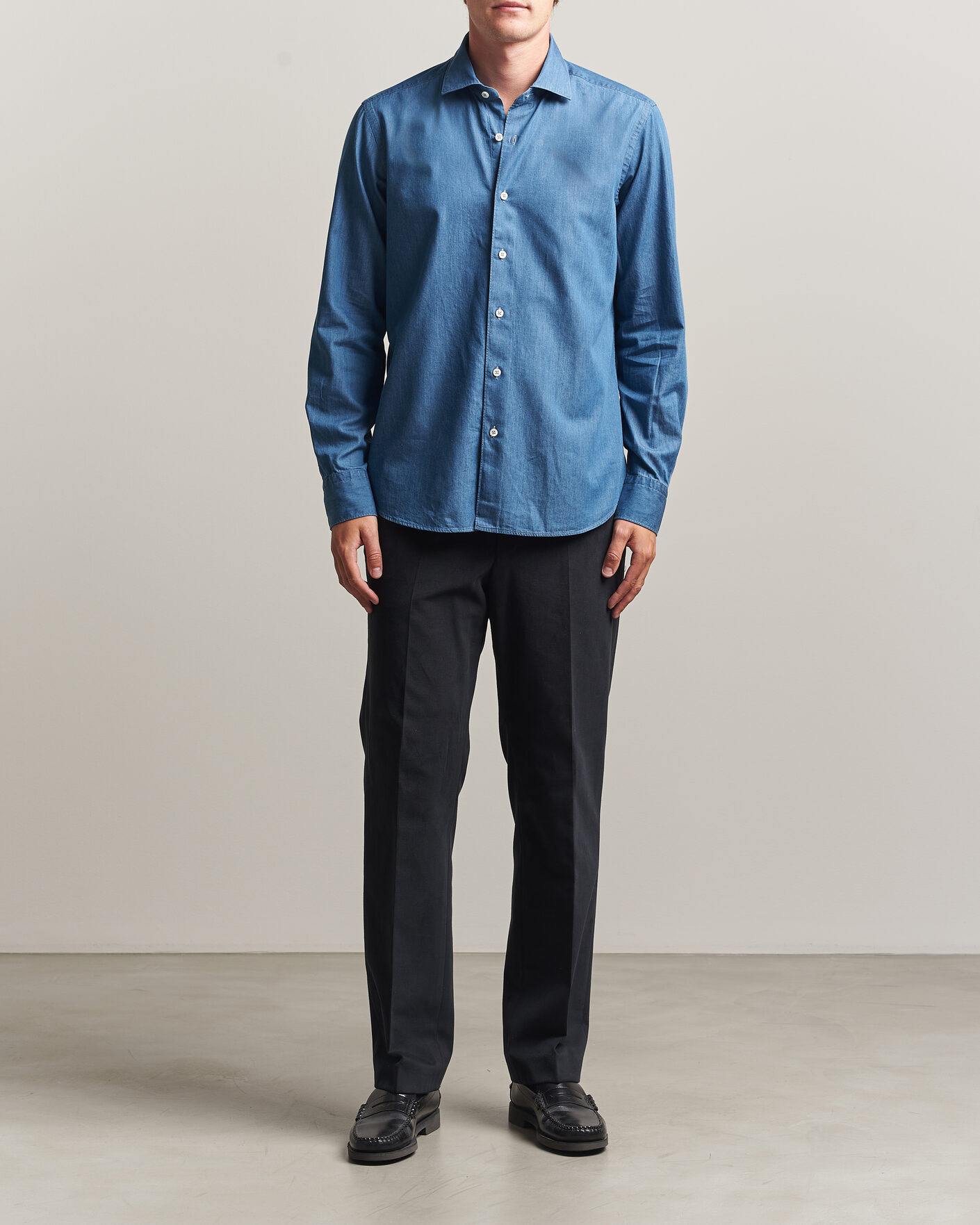 Herre | Skjorter | Grigio | Denim Shirt Light Blue