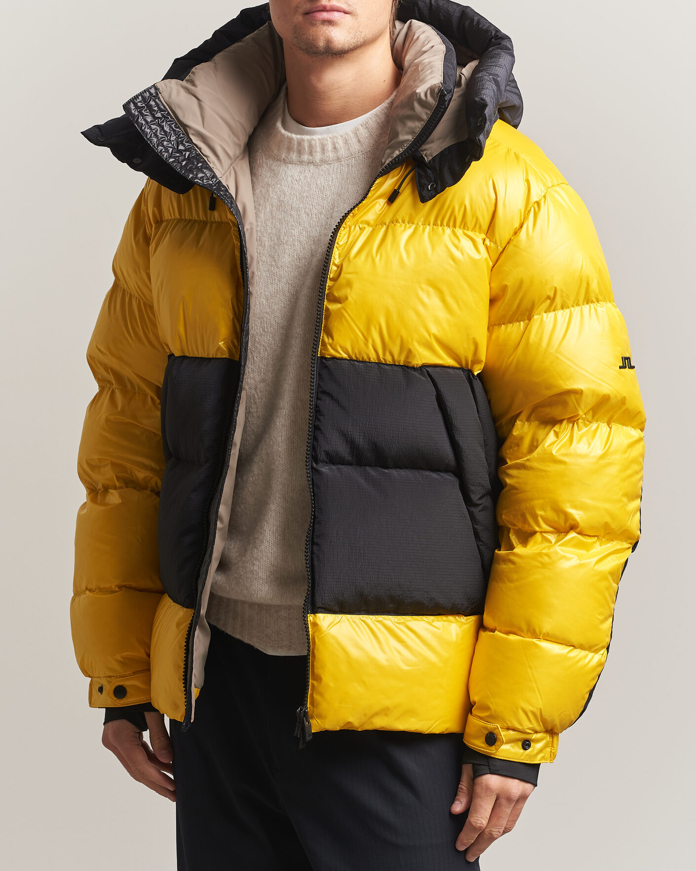Herre | Jakker | J.Lindeberg | Creek Block Hooded Down Jacket Bumblebee