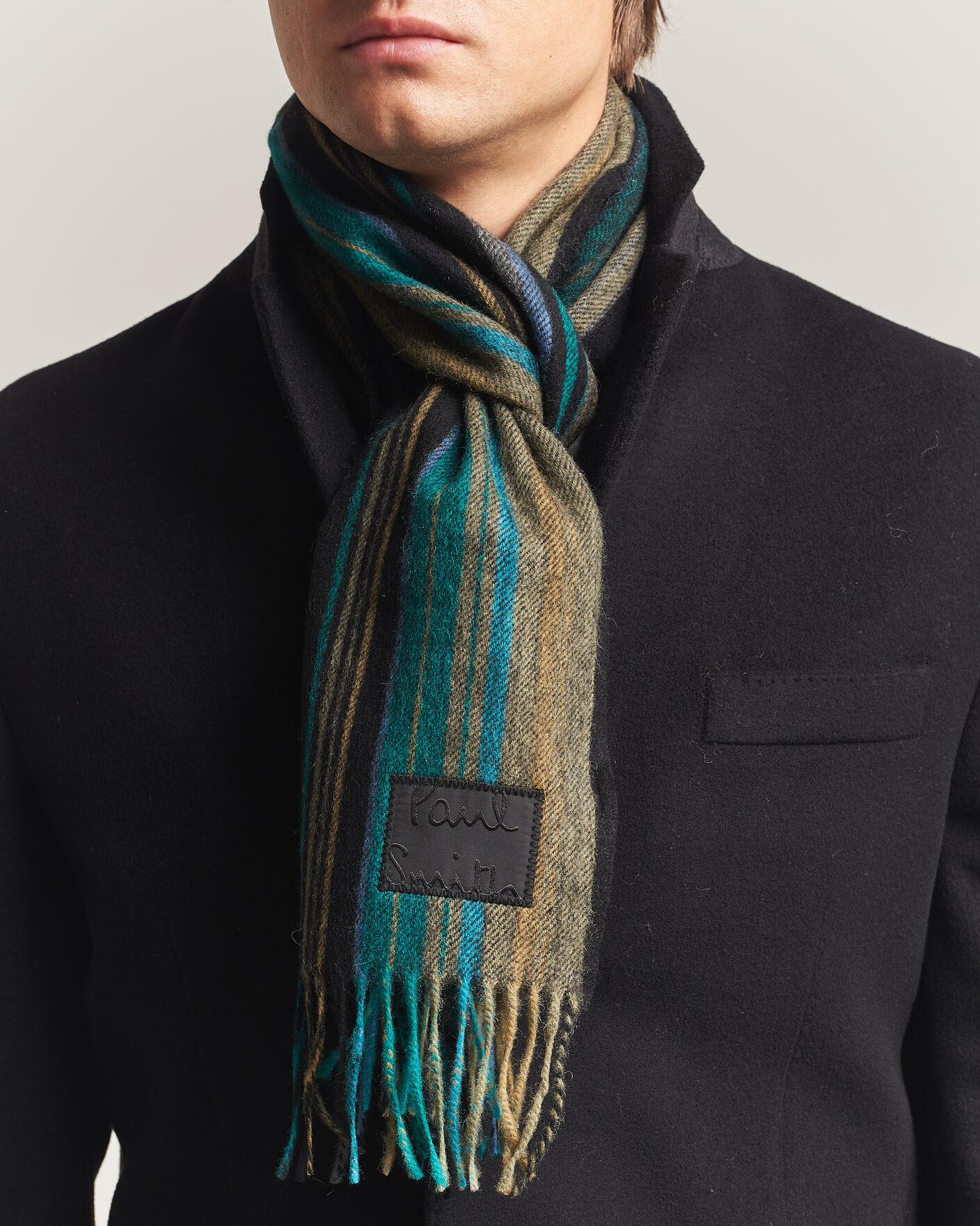 Herre | Halstørklæder | Paul Smith | Lambswool Striped Scarf Black