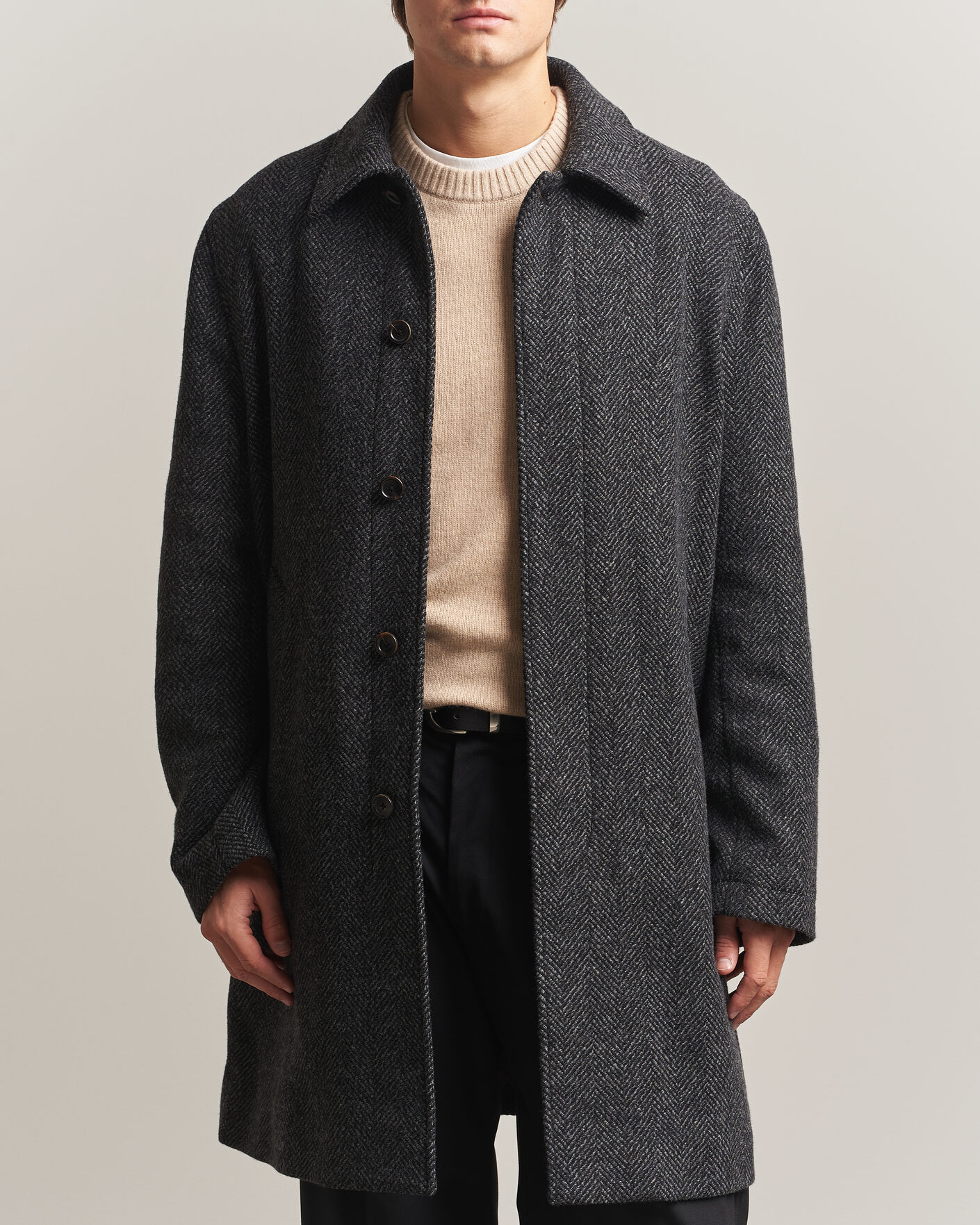 Herre | Jakker | PS Paul Smith | Wool Herringbone Coat Black