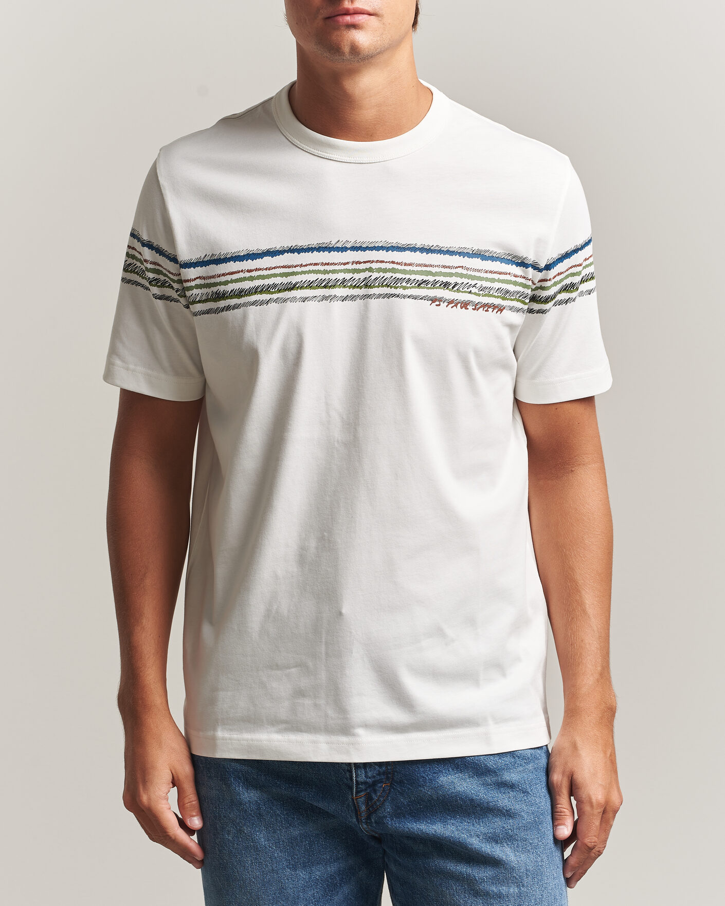 Herre | T-Shirts | PS Paul Smith | Stripes Crew Neck T-Shirt White
