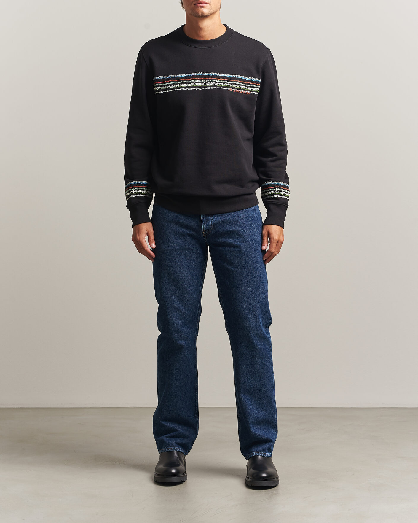 Herre | Trøjer | PS Paul Smith | Stripes Crew Neck Sweatshirt Black