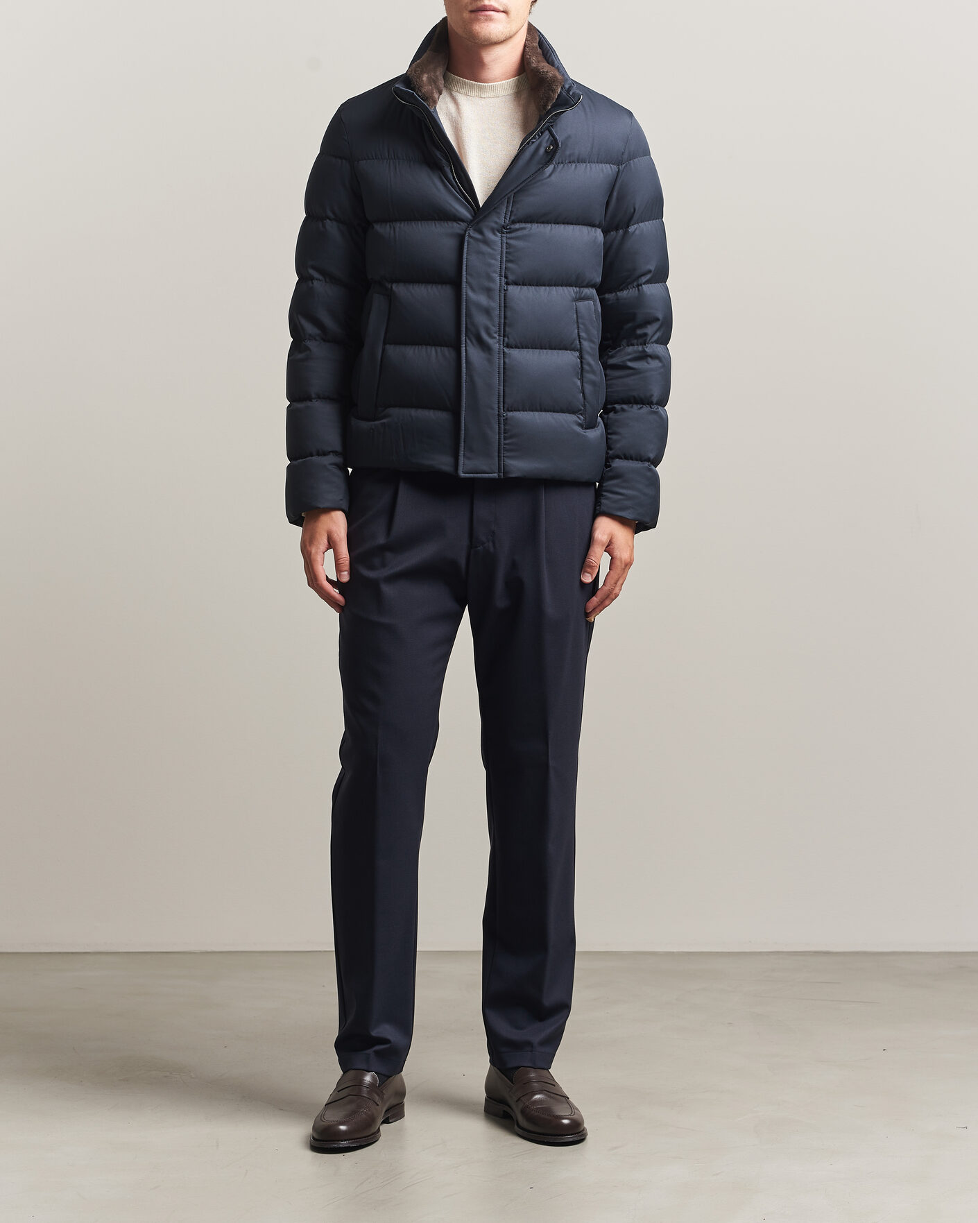 Herre | Jakker | Herno | Faux Fur Down Jacket Navy