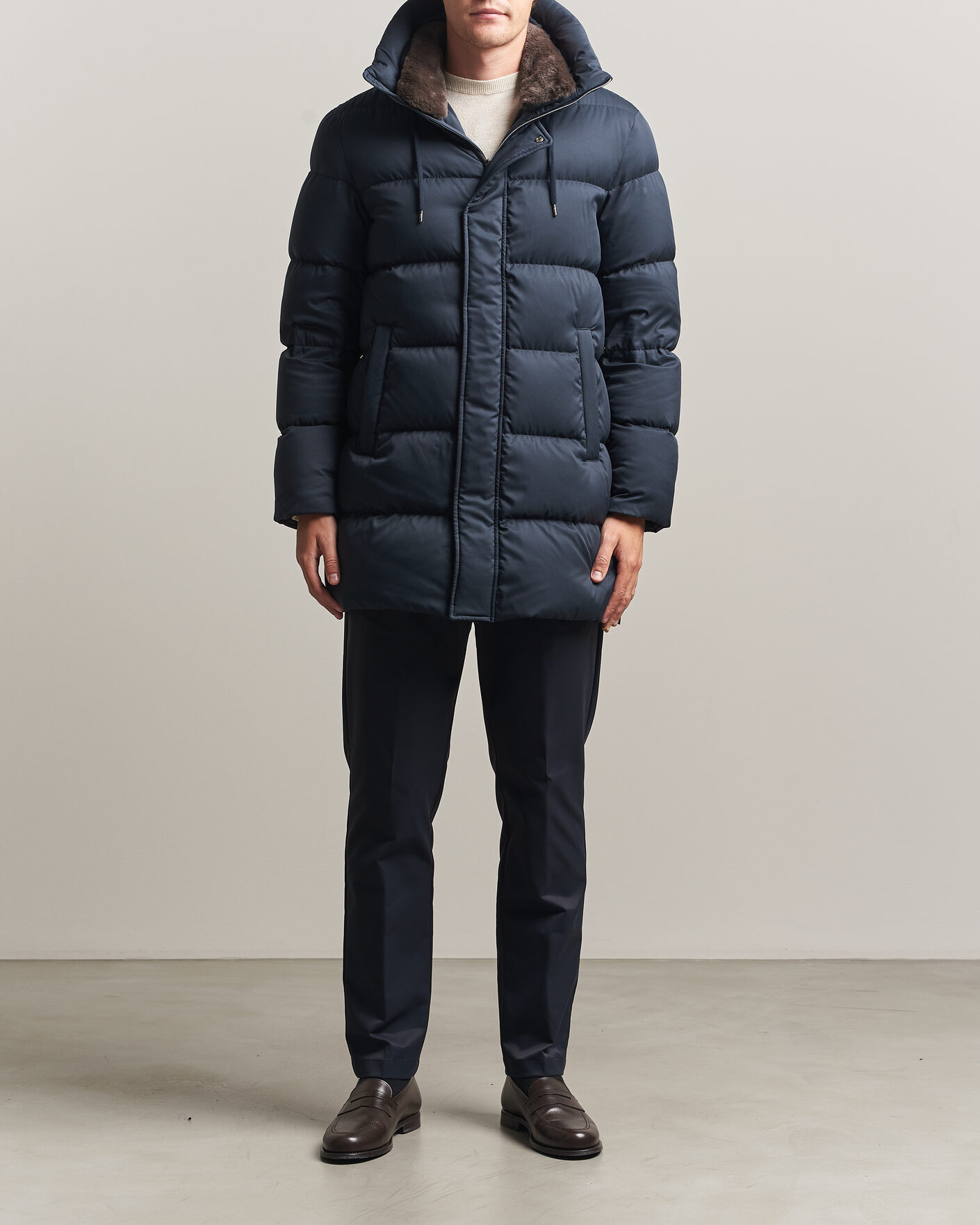 Herre | Jakker | Herno | Faux Fur Down Parka Navy