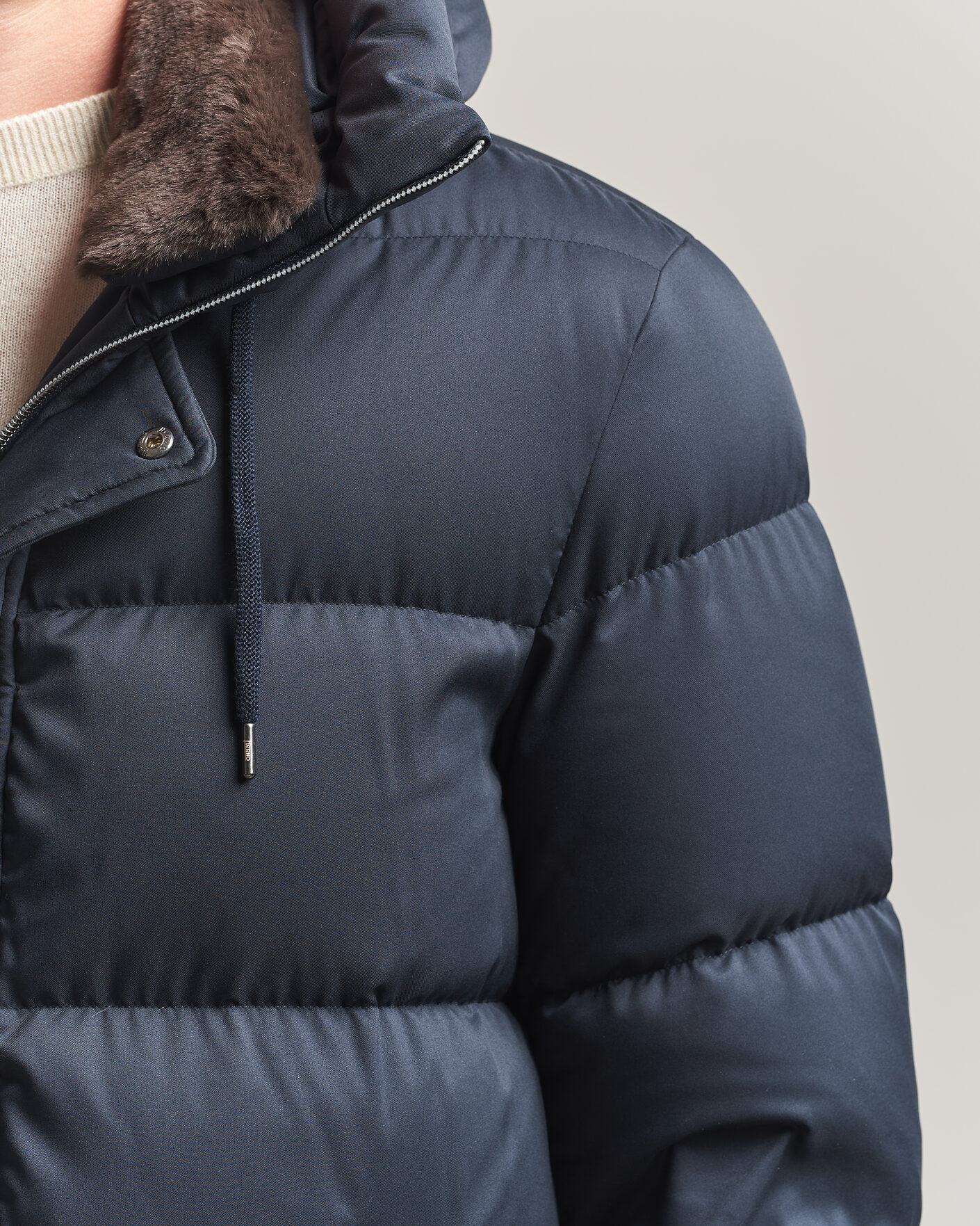 Herre | Jakker | Herno | Faux Fur Down Parka Navy