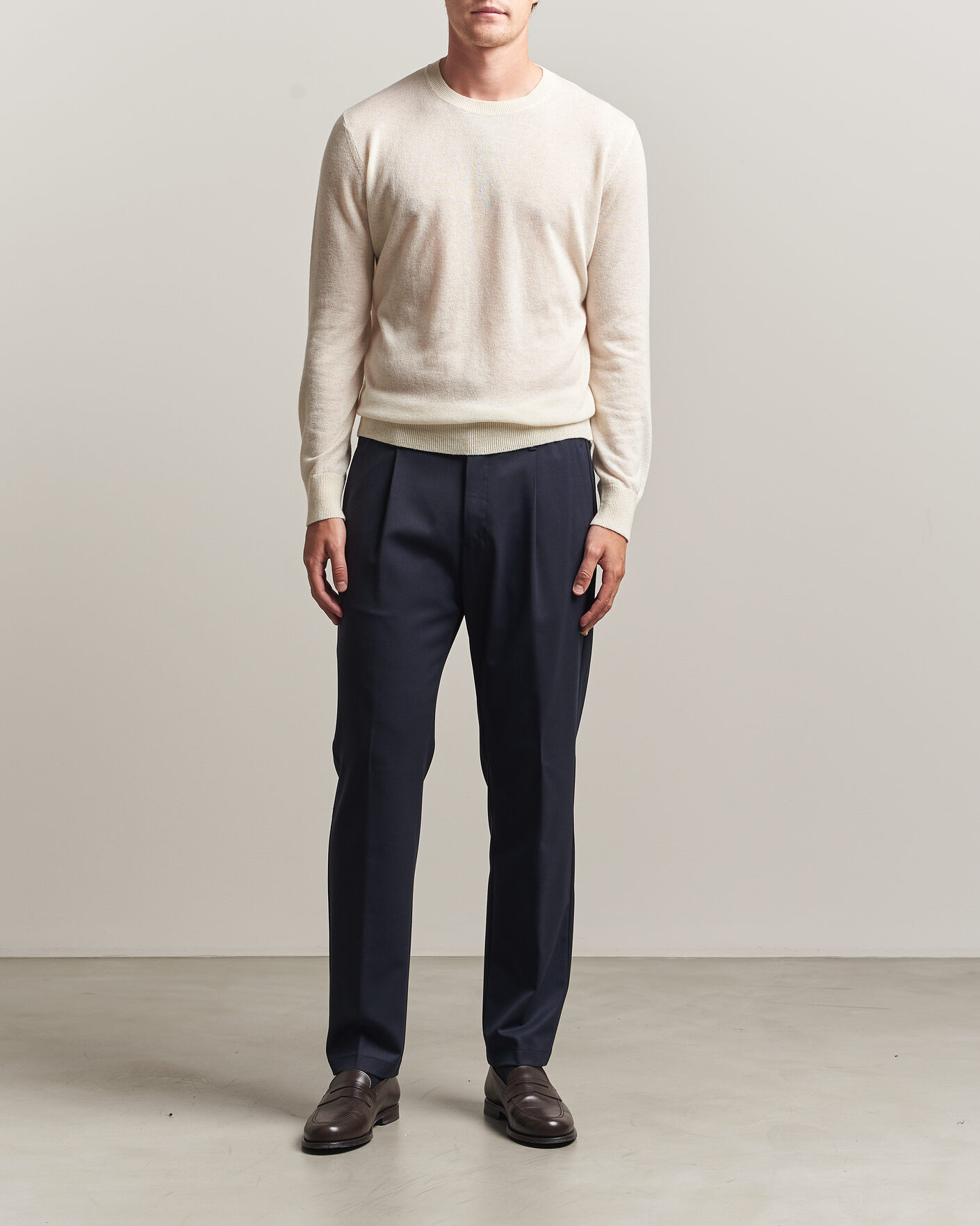 Herre | Bukser | Herno | Pleated Wool Trousers Navy