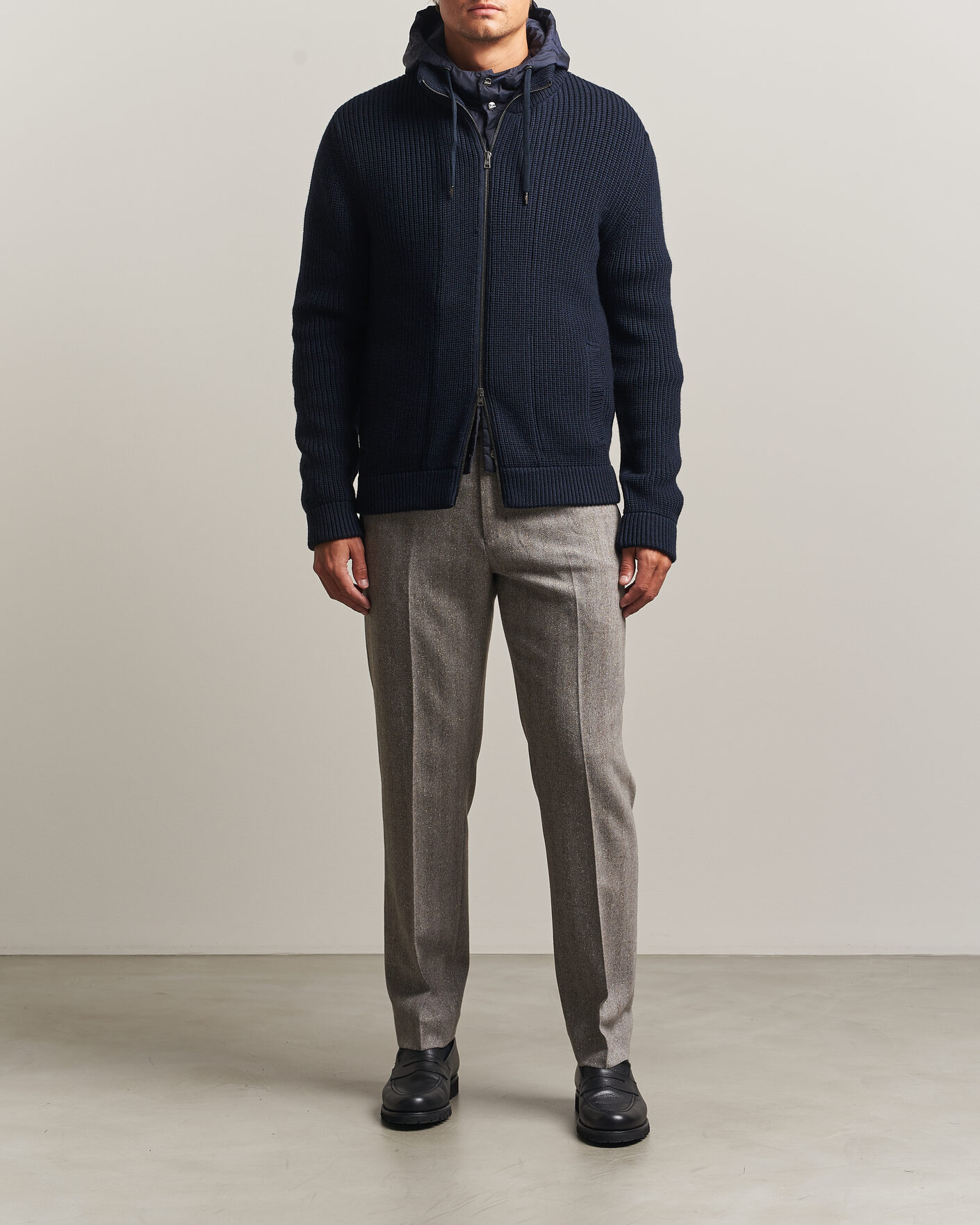 Herre | Trøjer | Herno | Full Zip Knit Cardigan Navy