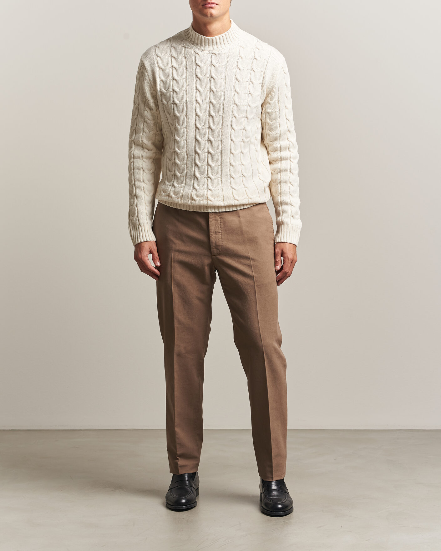 Herre | Bukser | Incotex | Regular Fit Soft Cotton Stretch Chinos Taupe