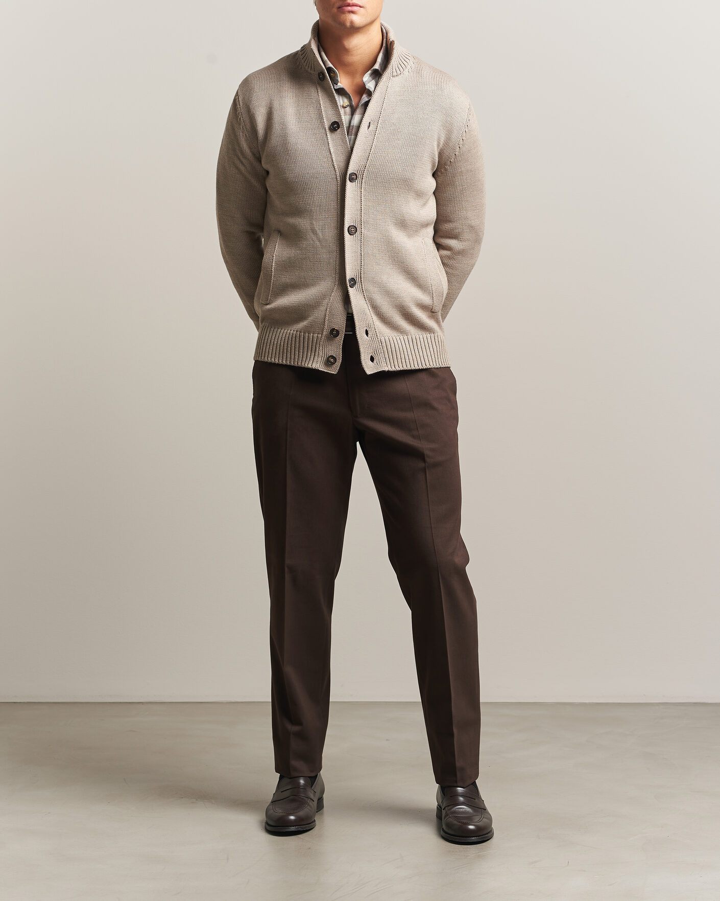Herre | Bukser | Incotex | Regular Fit Cotton/Cashmere Trousers Military