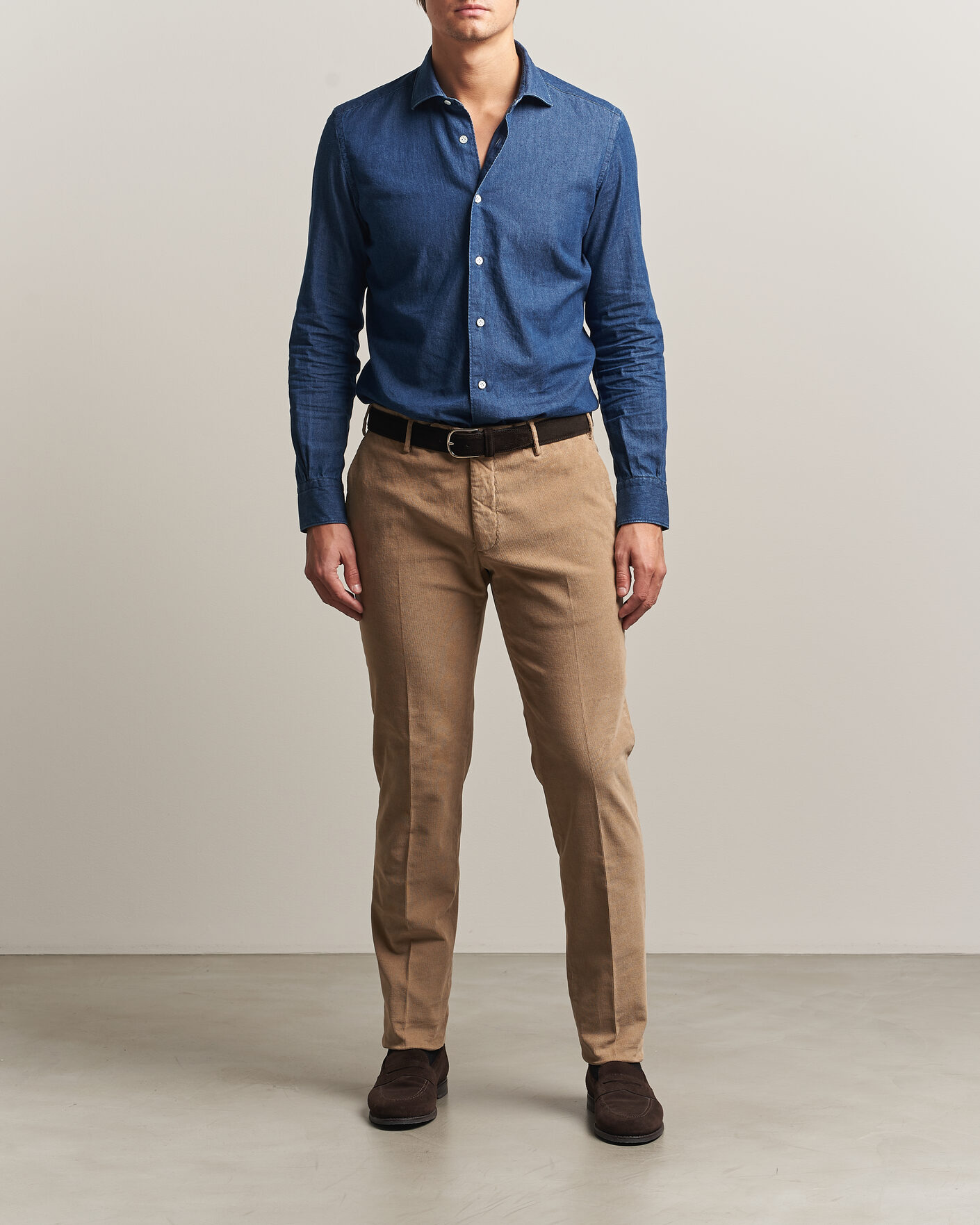 Herre | Bukser | Incotex | Slim Fit Baby Corduroy Trousers Beige