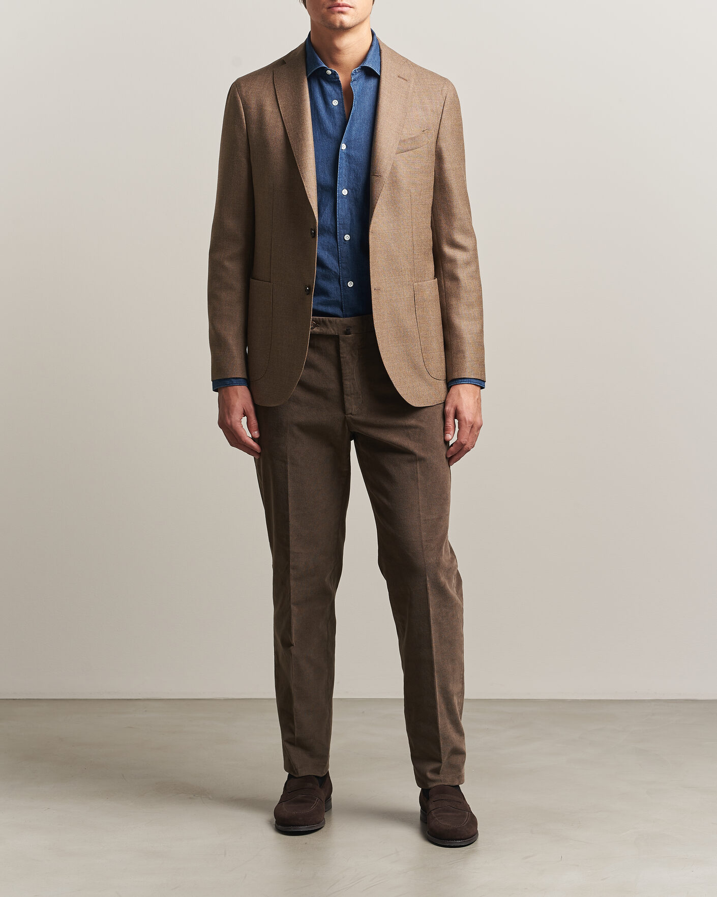 Herre | Bukser | Incotex | Regular Fit Baby Corduroy Trousers Taupe