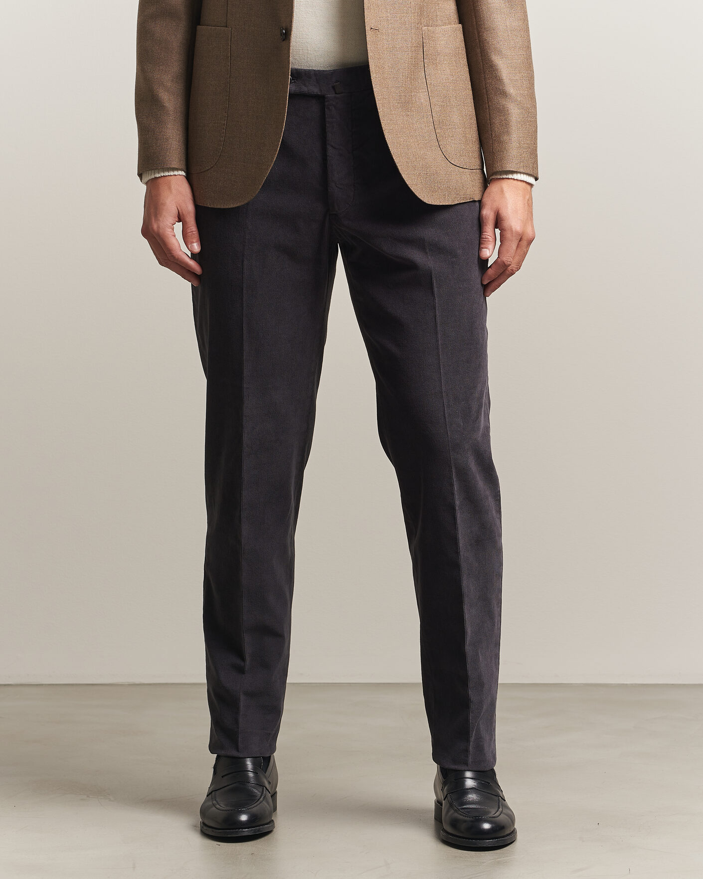 Herre | Bukser | Incotex | Regular Fit Baby Corduroy Trousers Dark Grey