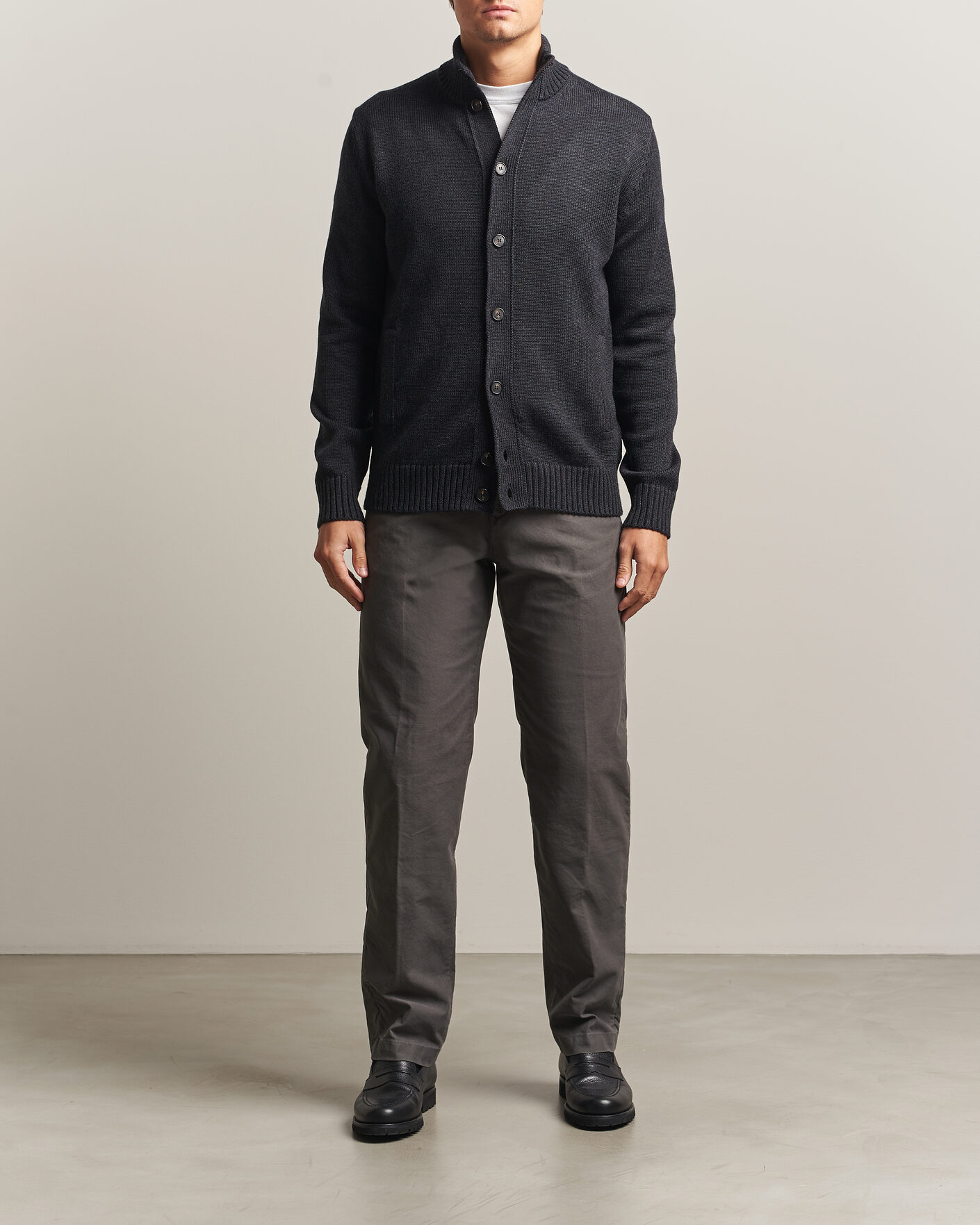 Herre | Bukser | Incotex | Regular Fit Garment Dyed Slacks Dark Grey
