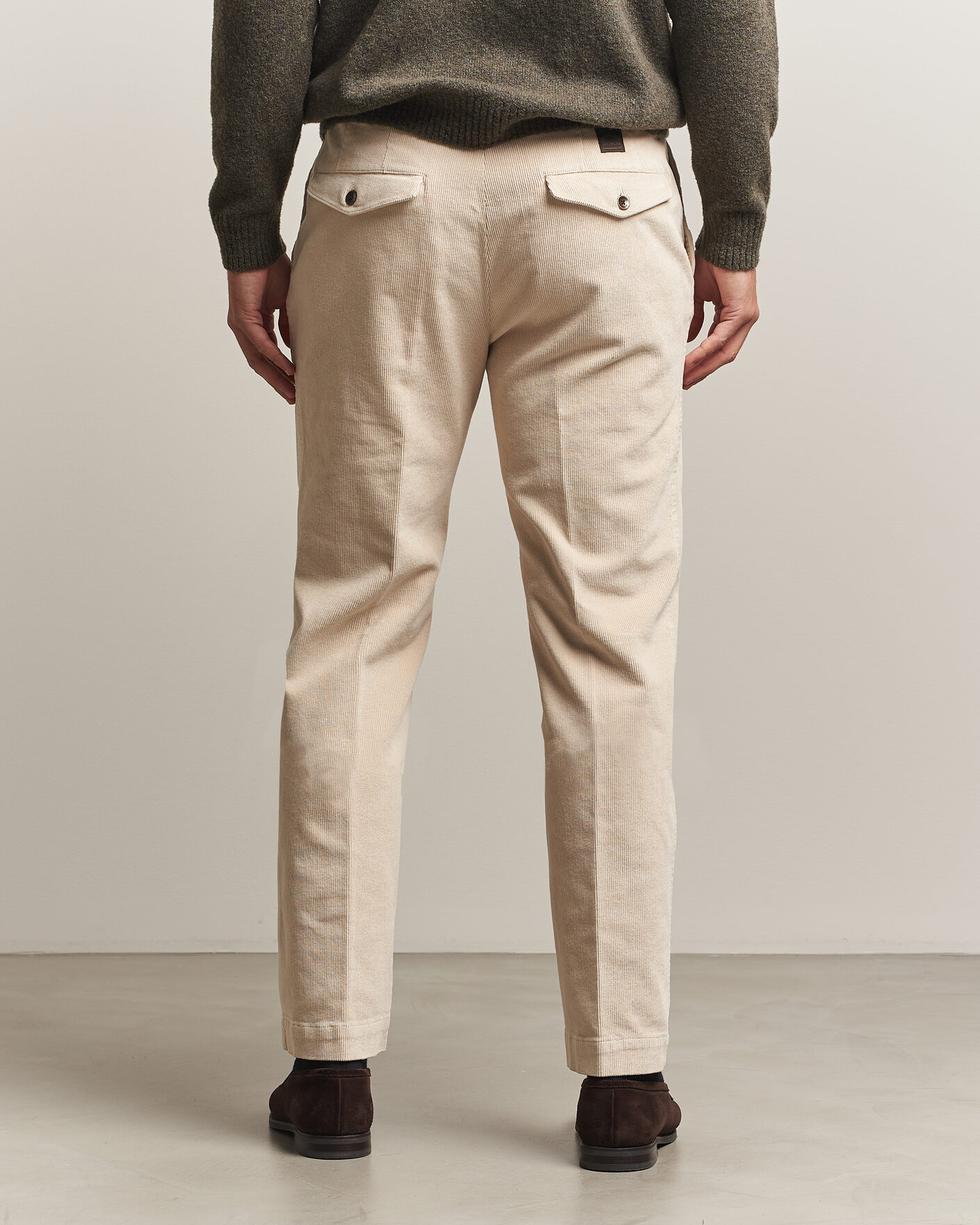 Herre | Bukser | Incotex | Regular Fit Washed Corduroy Slacks Off White