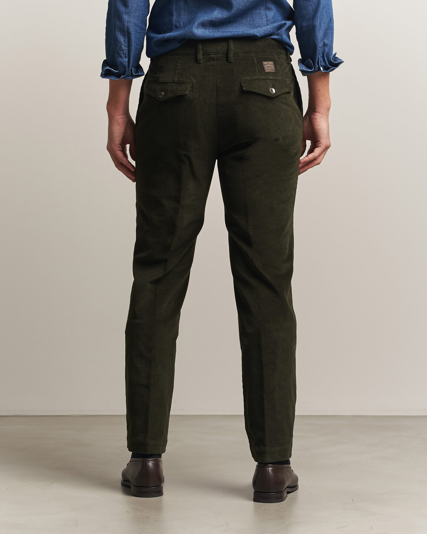 Herre | Bukser | Incotex | Regular Fit Washed Corduroy Slacks Forest Green