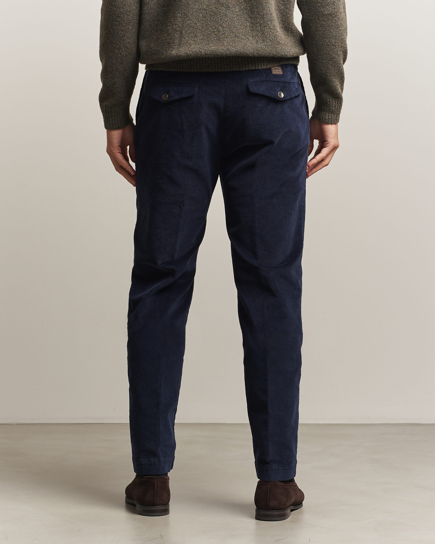 Herre | Bukser | Incotex | Regular Fit Washed Corduroy Slacks Navy