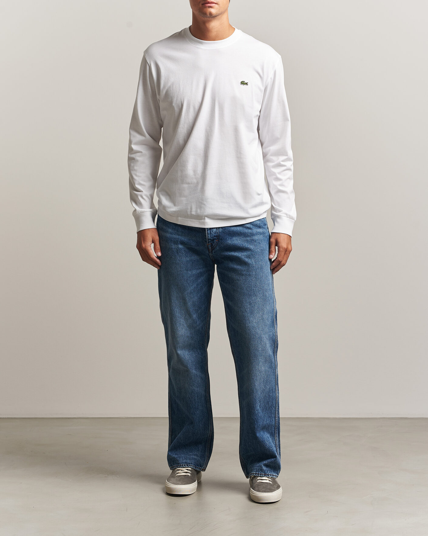 Herre | T-Shirts | Lacoste | Crew Neck Long Sleeve T-Shirt White