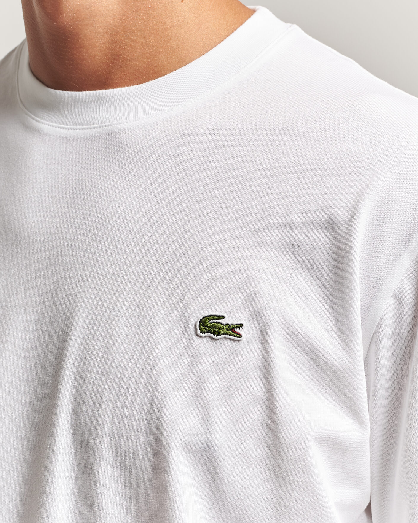 Herre | T-Shirts | Lacoste | Crew Neck Long Sleeve T-Shirt White