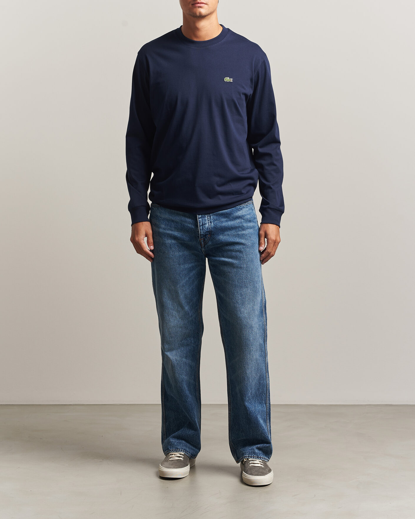 Herre | T-Shirts | Lacoste | Crew Neck Long Sleeve T-Shirt Navy Blue