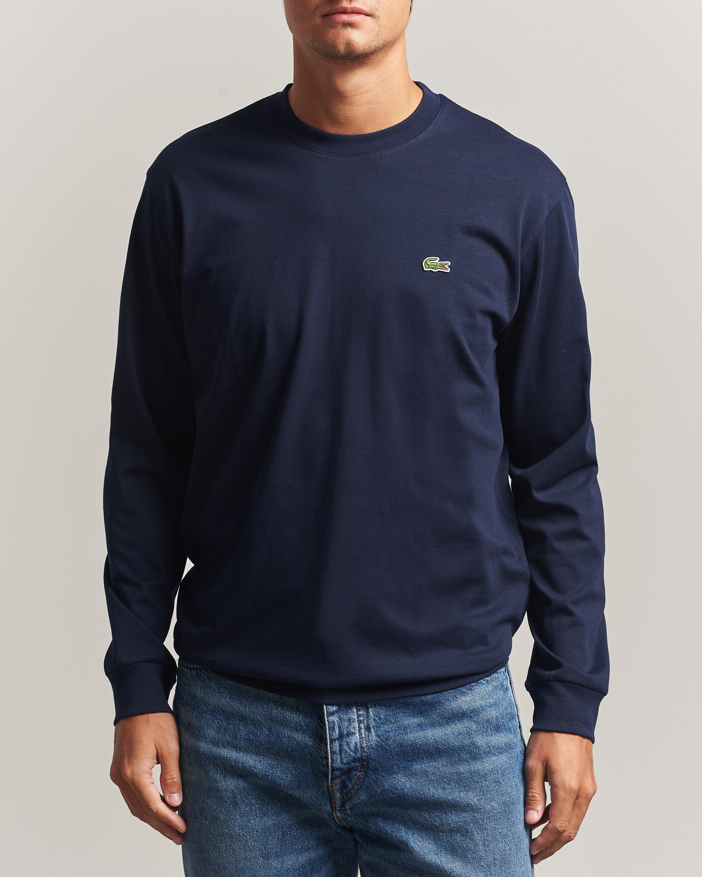 Herre | T-Shirts | Lacoste | Crew Neck Long Sleeve T-Shirt Navy Blue