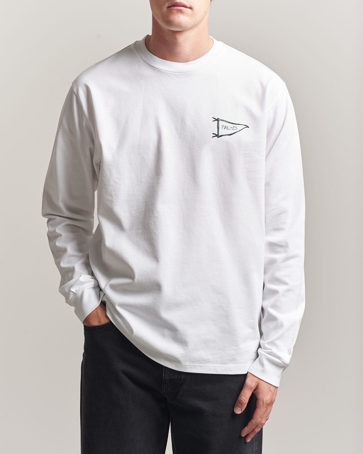 Herre | T-Shirts | Palmes | Pennant Long Sleeve T-Shirt White