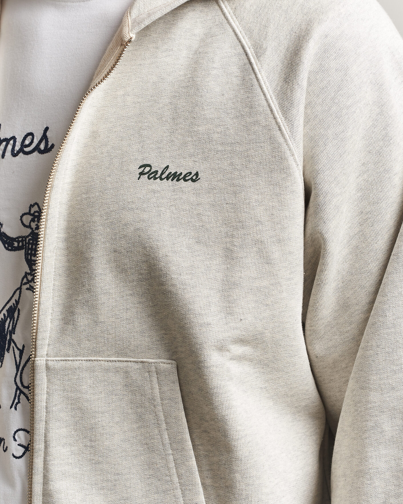 Herre | Trøjer | Palmes | Logo Zip Hoodie Grey Melange