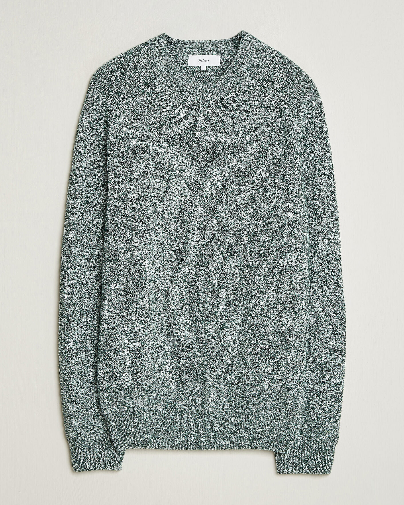 Herre | Trøjer | Palmes | Knitted Crew Neck Sweater Green Melange