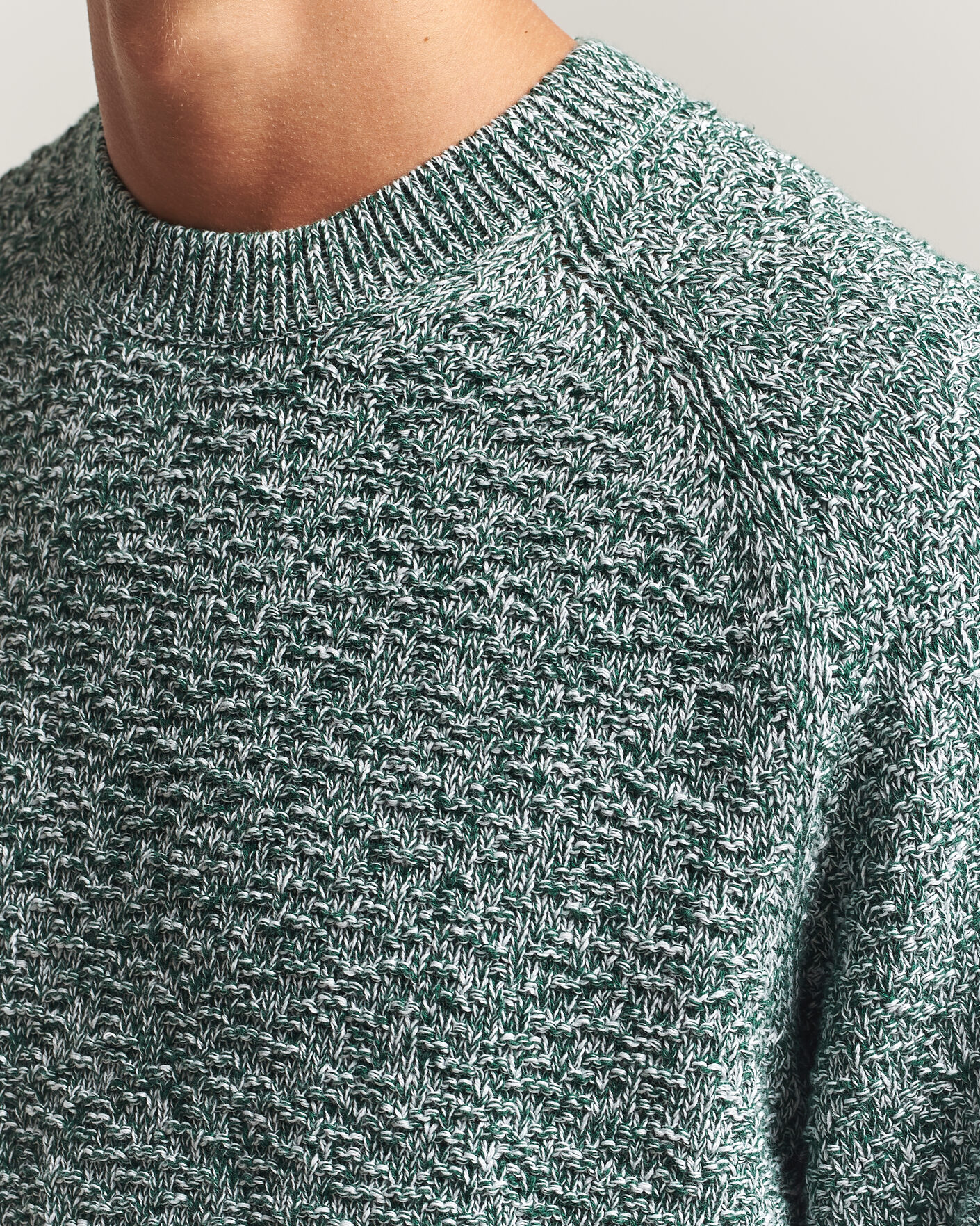 Herre | Trøjer | Palmes | Knitted Crew Neck Sweater Green Melange