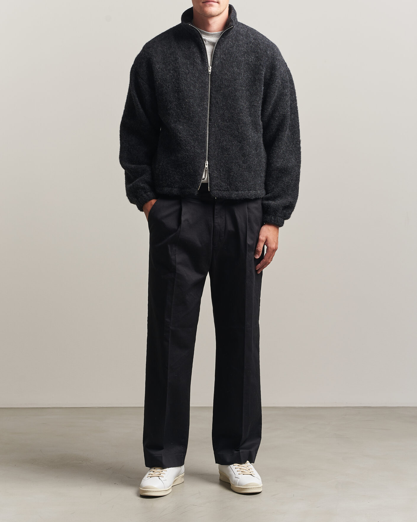 Herre | Jakker | Jil Sander | Full Zip Fleece Jacket Charcoal