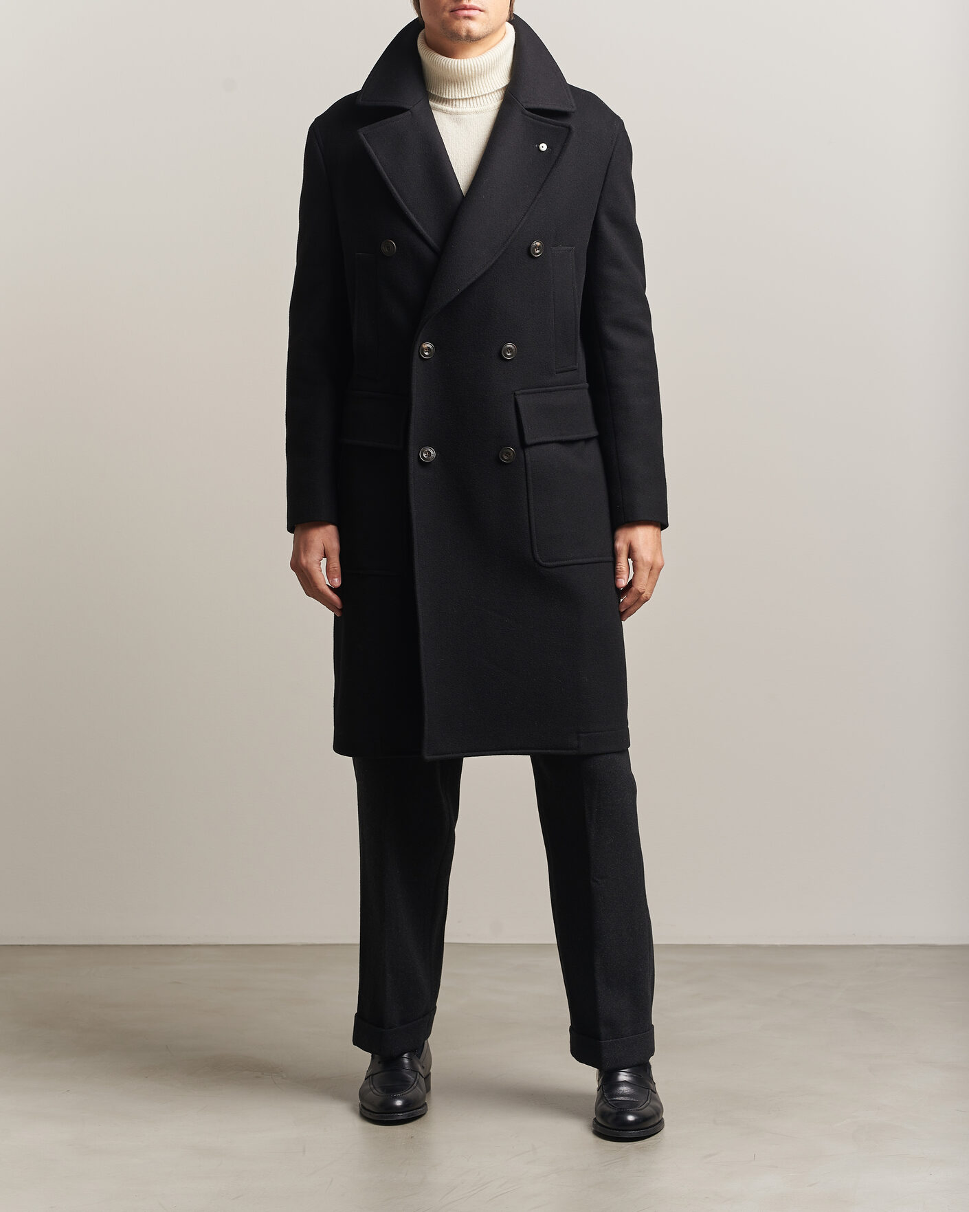 Herre | Jakker | L.B.M. 1911 | Double Breasted Wool/Cashmere Coat Black