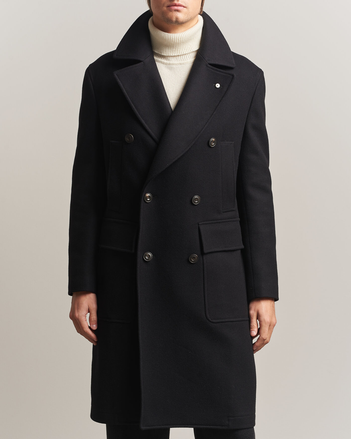 Herre | Jakker | L.B.M. 1911 | Double Breasted Wool/Cashmere Coat Black
