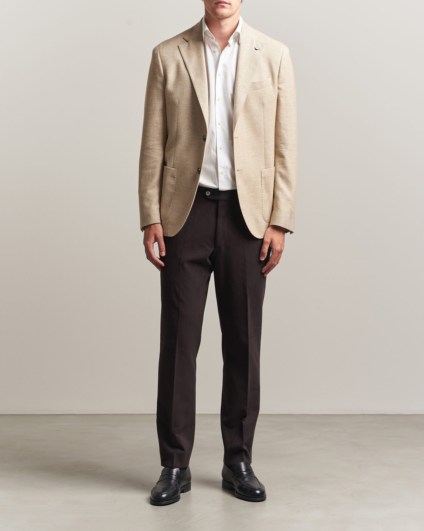 Herre | Blazere & jakker | L.B.M. 1911 | Jack Cotton Herringbone Blazer Beige