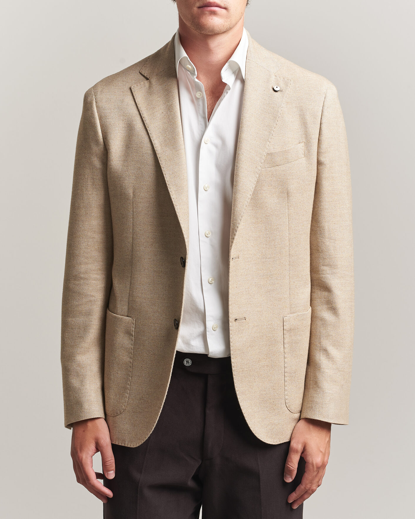 Herre | Blazere & jakker | L.B.M. 1911 | Jack Cotton Herringbone Blazer Beige