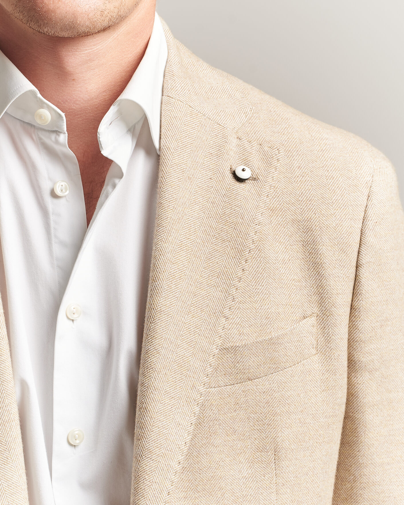 Herre | Blazere & jakker | L.B.M. 1911 | Jack Cotton Herringbone Blazer Beige