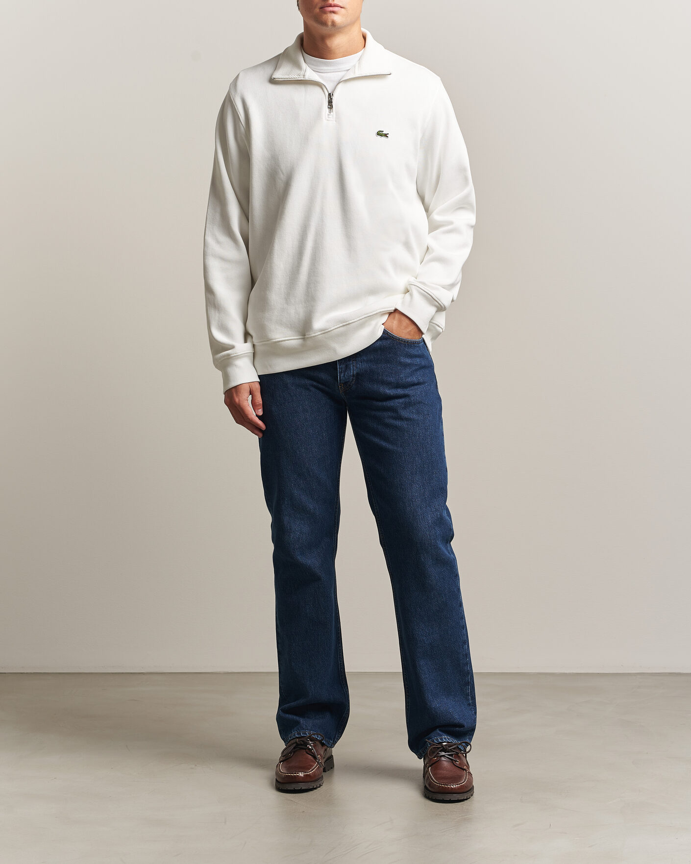 Herre | Trøjer | Lacoste | Rib Interlock Half Zip Flour